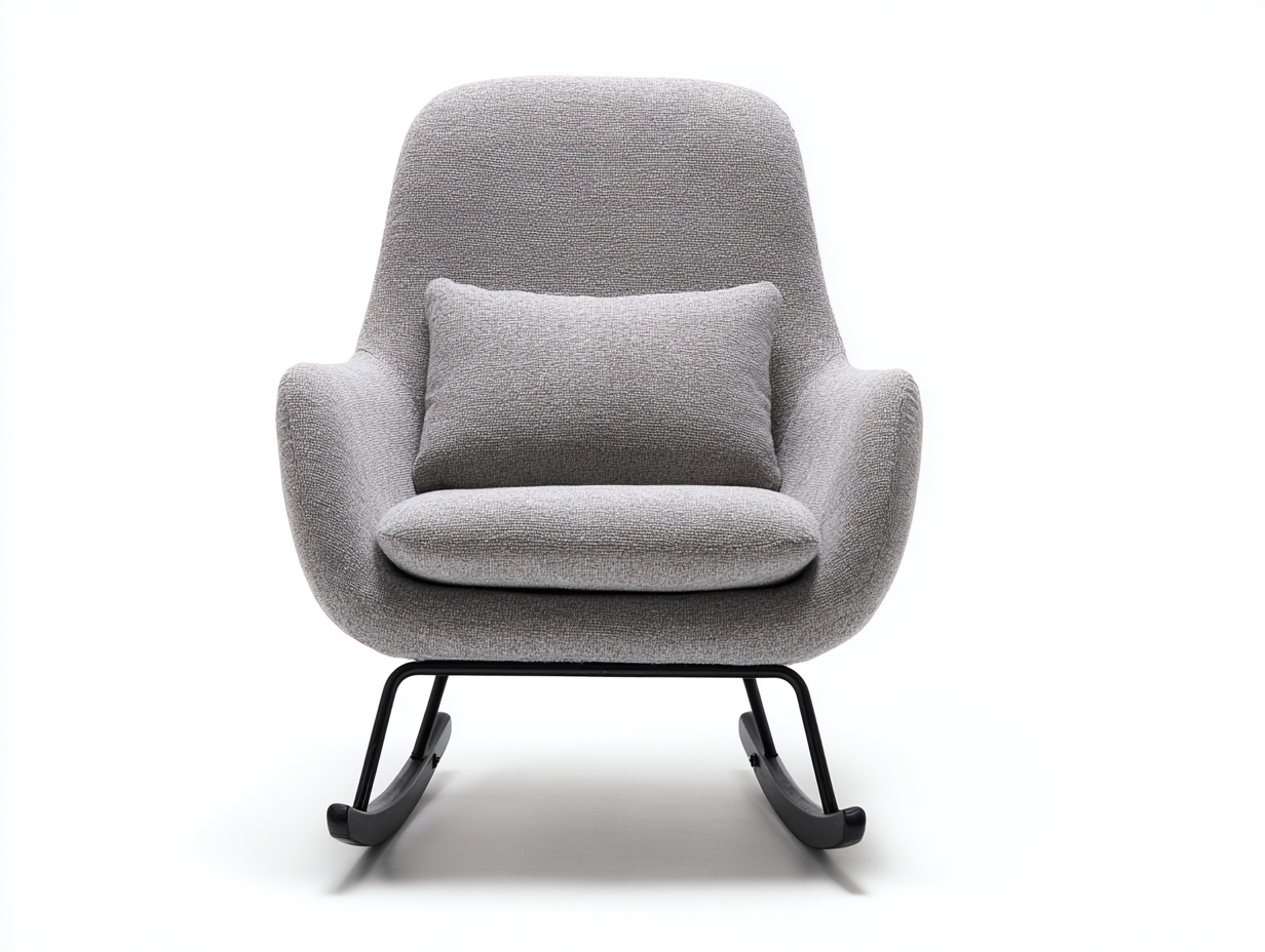 Sedia a dondolo imbottita in tessuto 75x85x95 cm - grigio - stile moderno-Casagobay