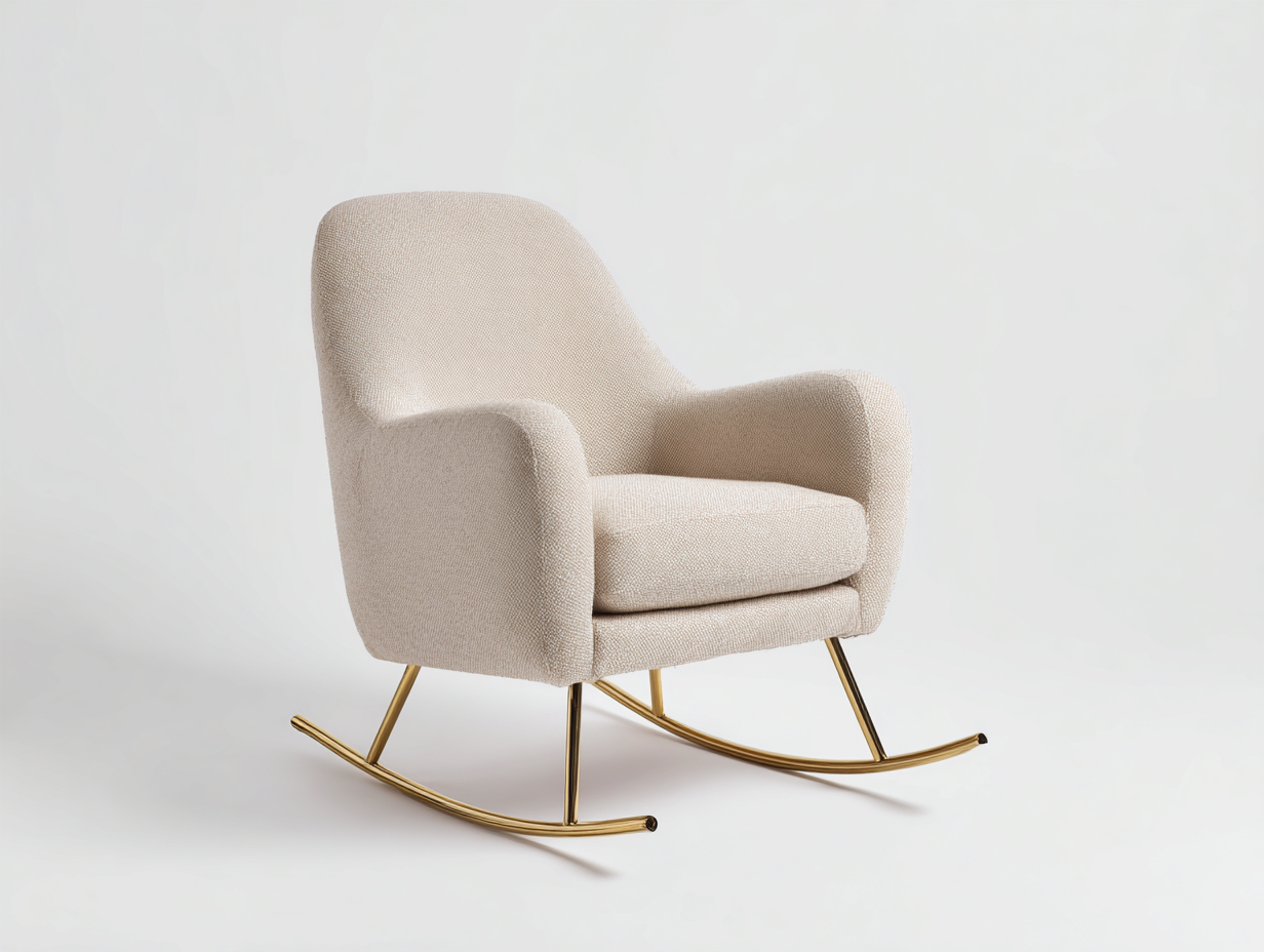 Sedia a dondolo imbottita in tessuto 75x90x95 cm - beige-oro - stile moderno per soggiorno-Casagobay