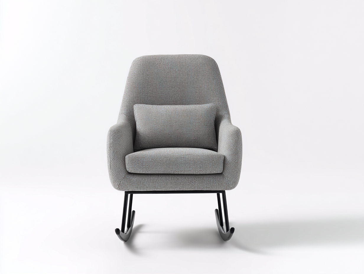 Sedia a dondolo imbottita in tessuto 75x80x95 cm - grigio - design moderno - per soggiorno-Casagobay