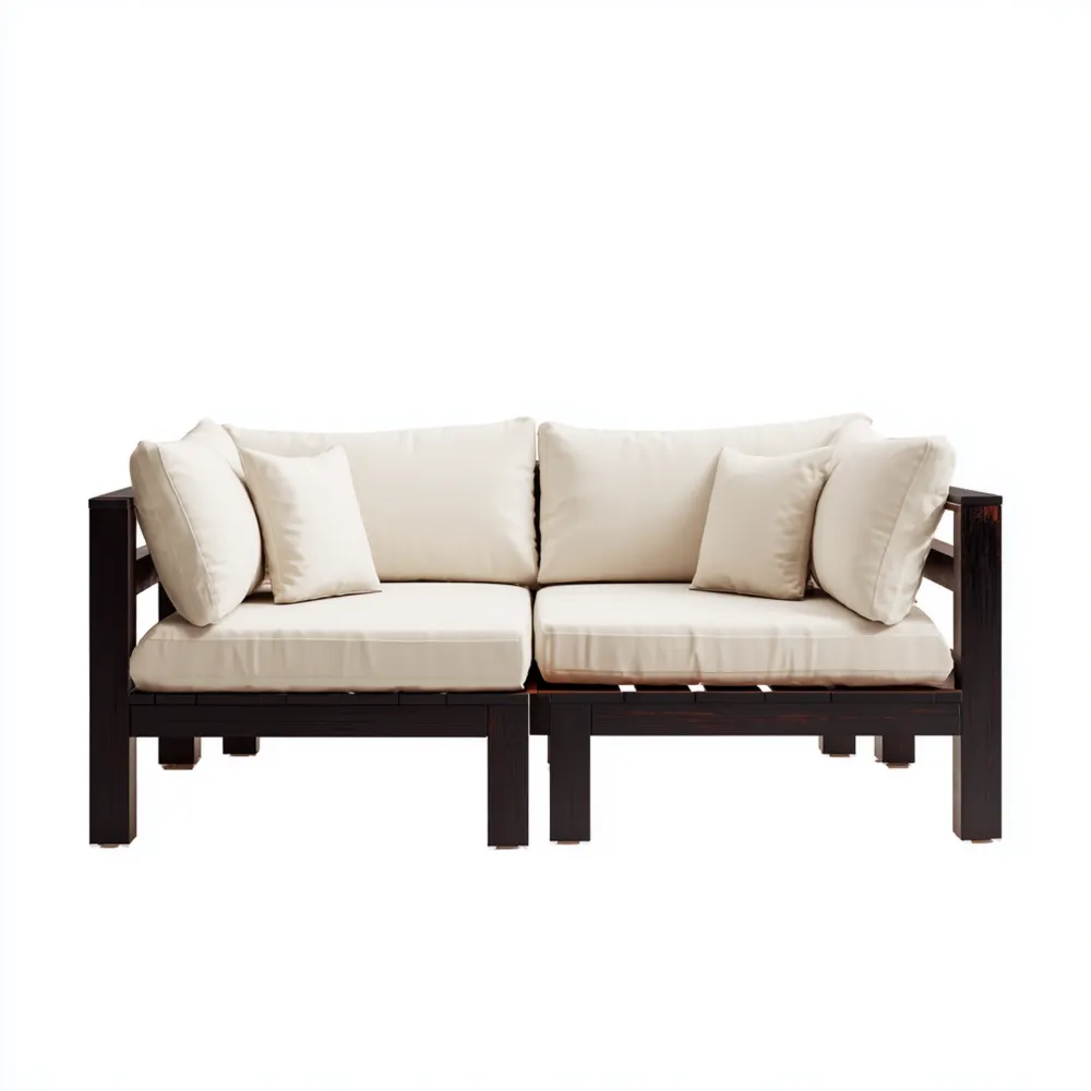 2-Sitzer-Sofa Holzrahmen 160x75x70 cm Cremefarben – modernes Design