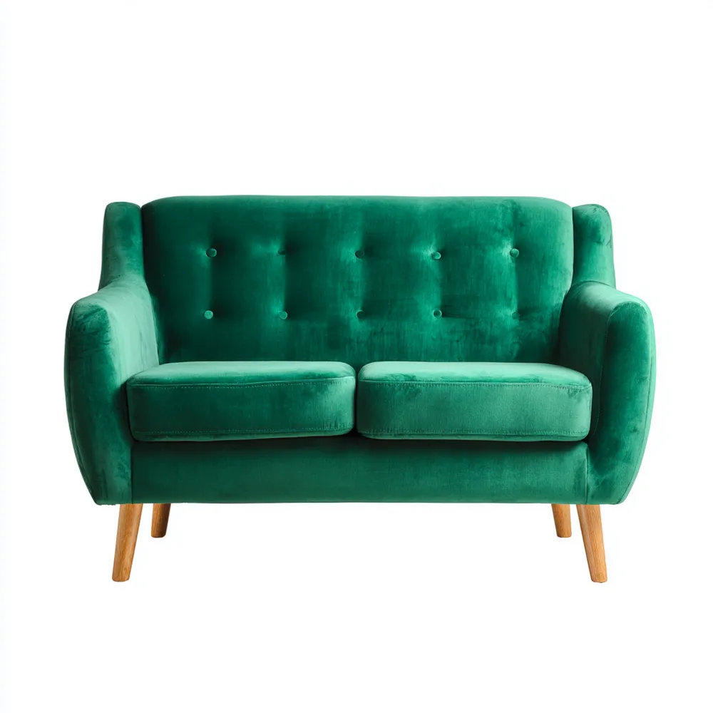 2-Sitzer-Sofa Samtpolster 140x80x85 cm - Smaragdgrün - Skandinavisches Design