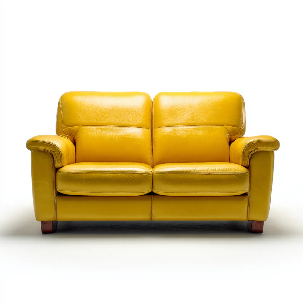 2-Sitzer-Sofa Leder 150x85x80 cm – Gelb – Modernes Design