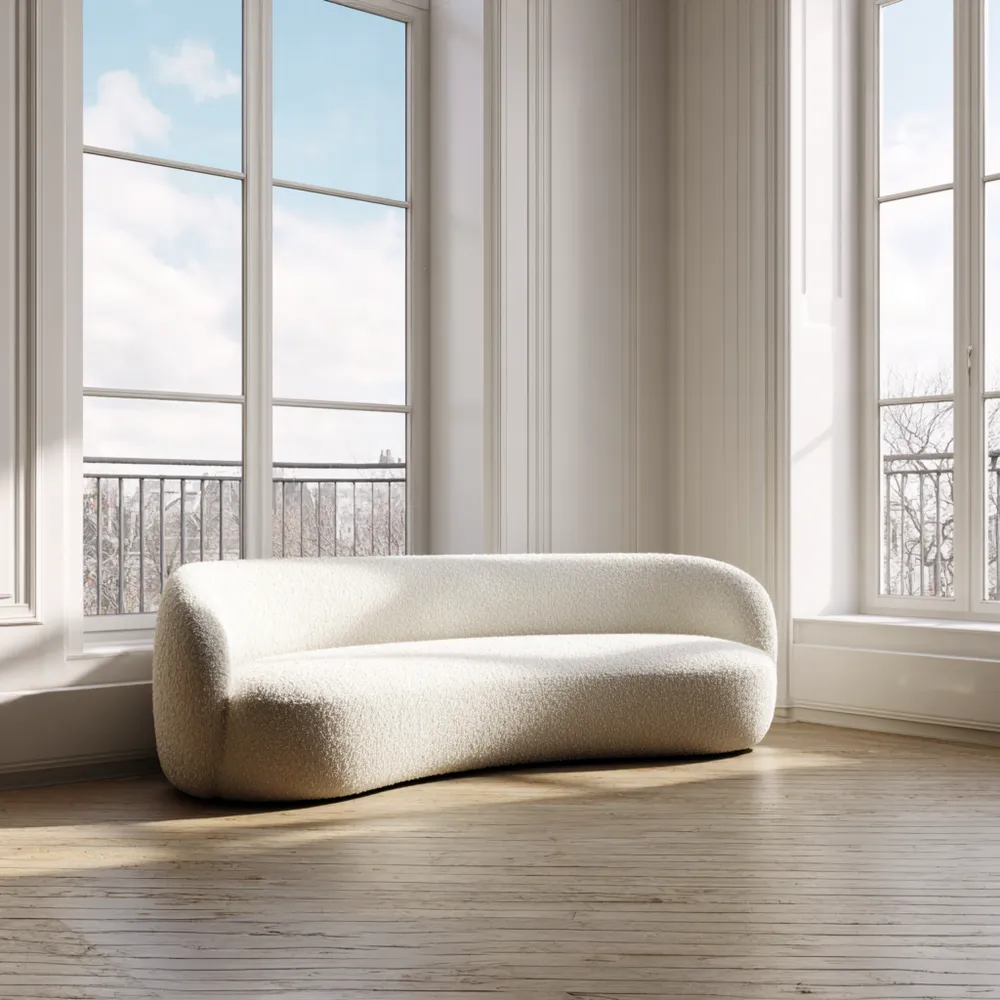 2-Sitzer-Sofa Bouclé-Stoff 220x85x70 cm - Weiß - Modernes Design