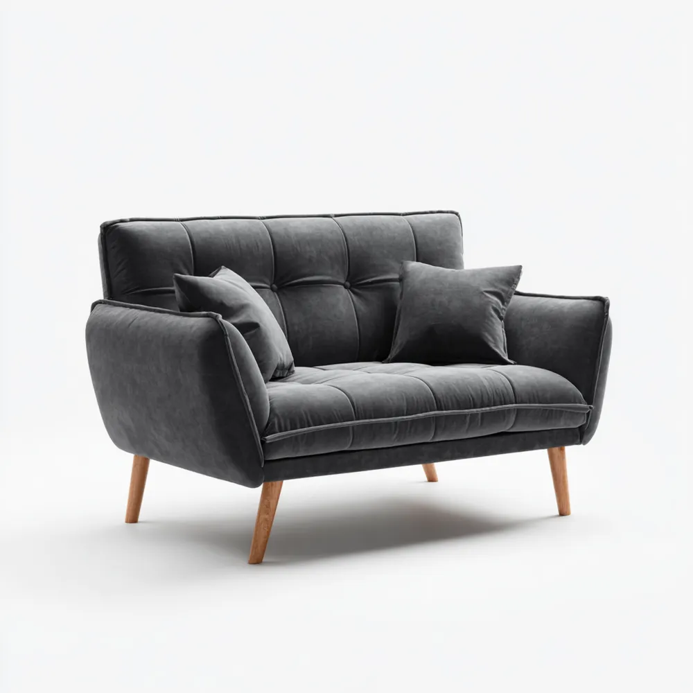 2-Sitzer-Sofa Samtpolsterung 150x85x78 cm - Dunkelgrau - Skandinavisches Design-Softanivo