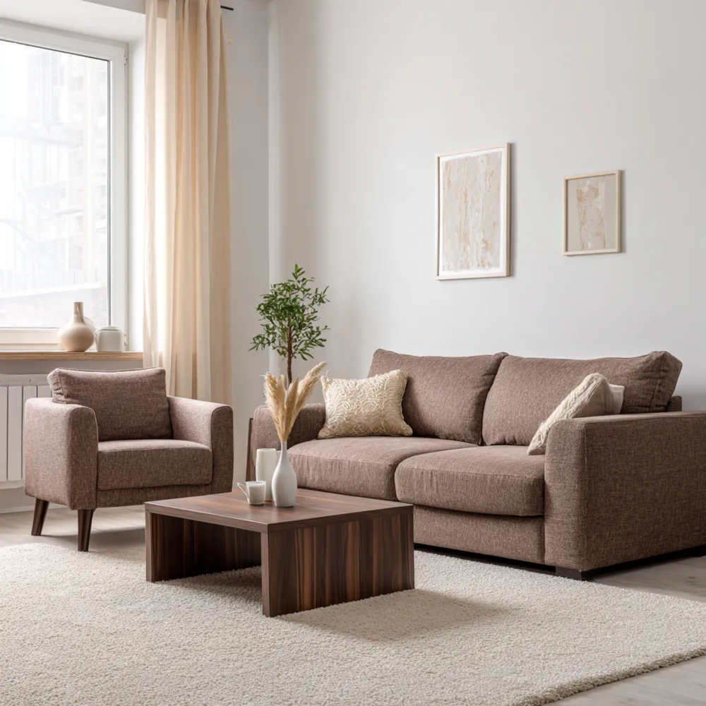Sofa-Set Stoffpolsterung 200x90x85 cm – Braun – Moderne Gestaltung-Softanivo
