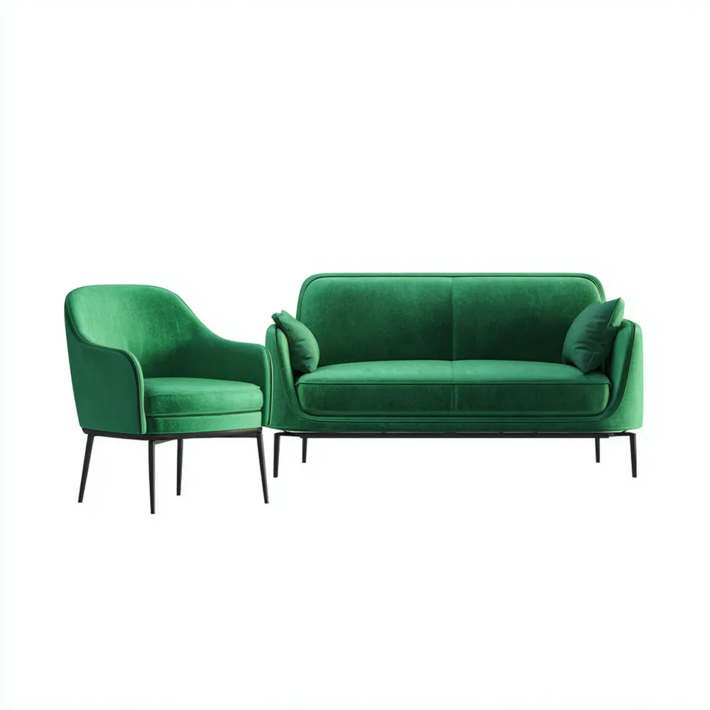 Sofa-Set Samtstoff 130x70x75 cm – Grün – Modernes Design-Softanivo