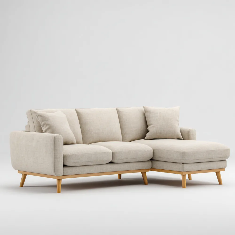 Canapé d'angle tissu 280x160x80 cm – Beige – Design moderne