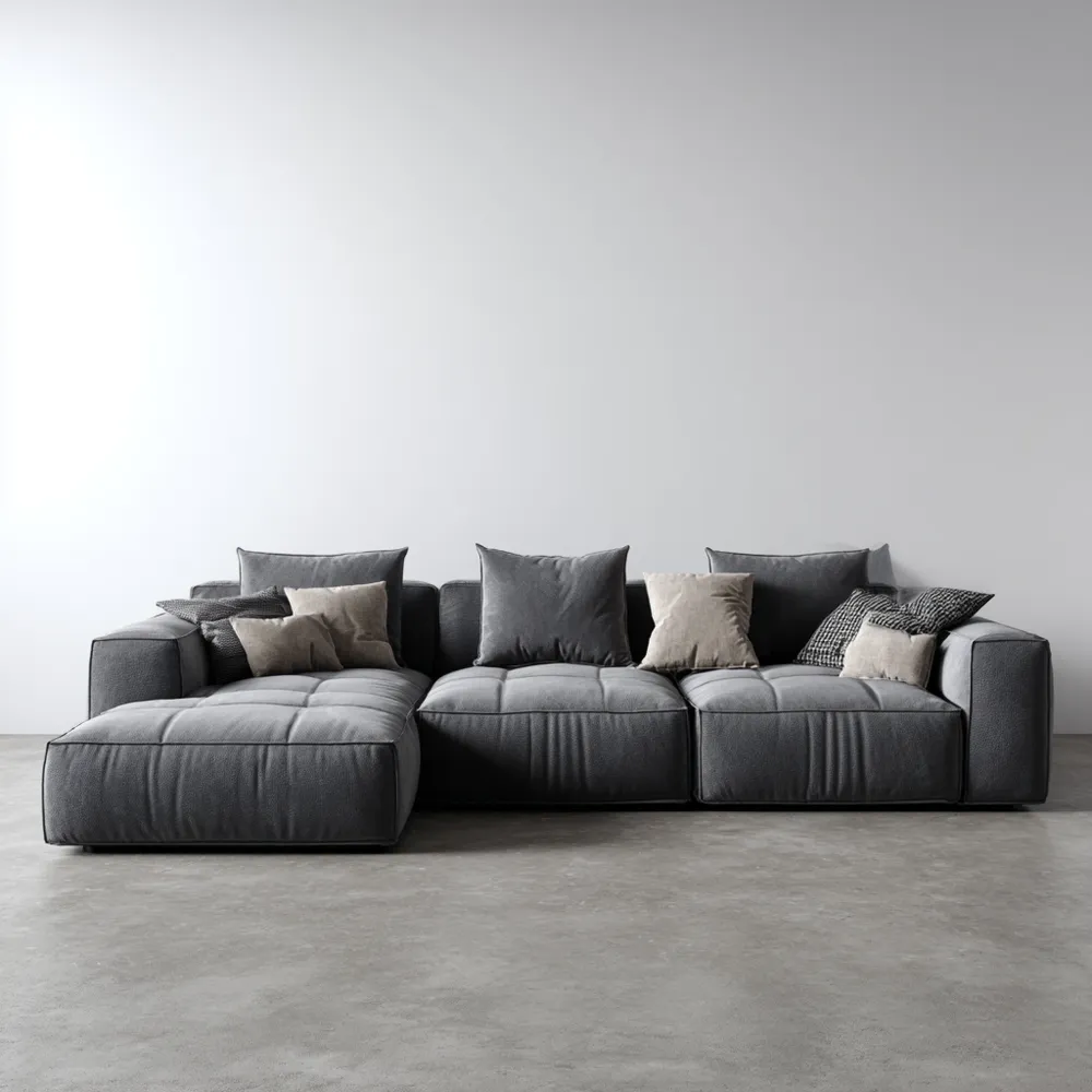 Canapé d'angle modulable tissu 300x150x85 cm – Gris Foncé – Design moderne