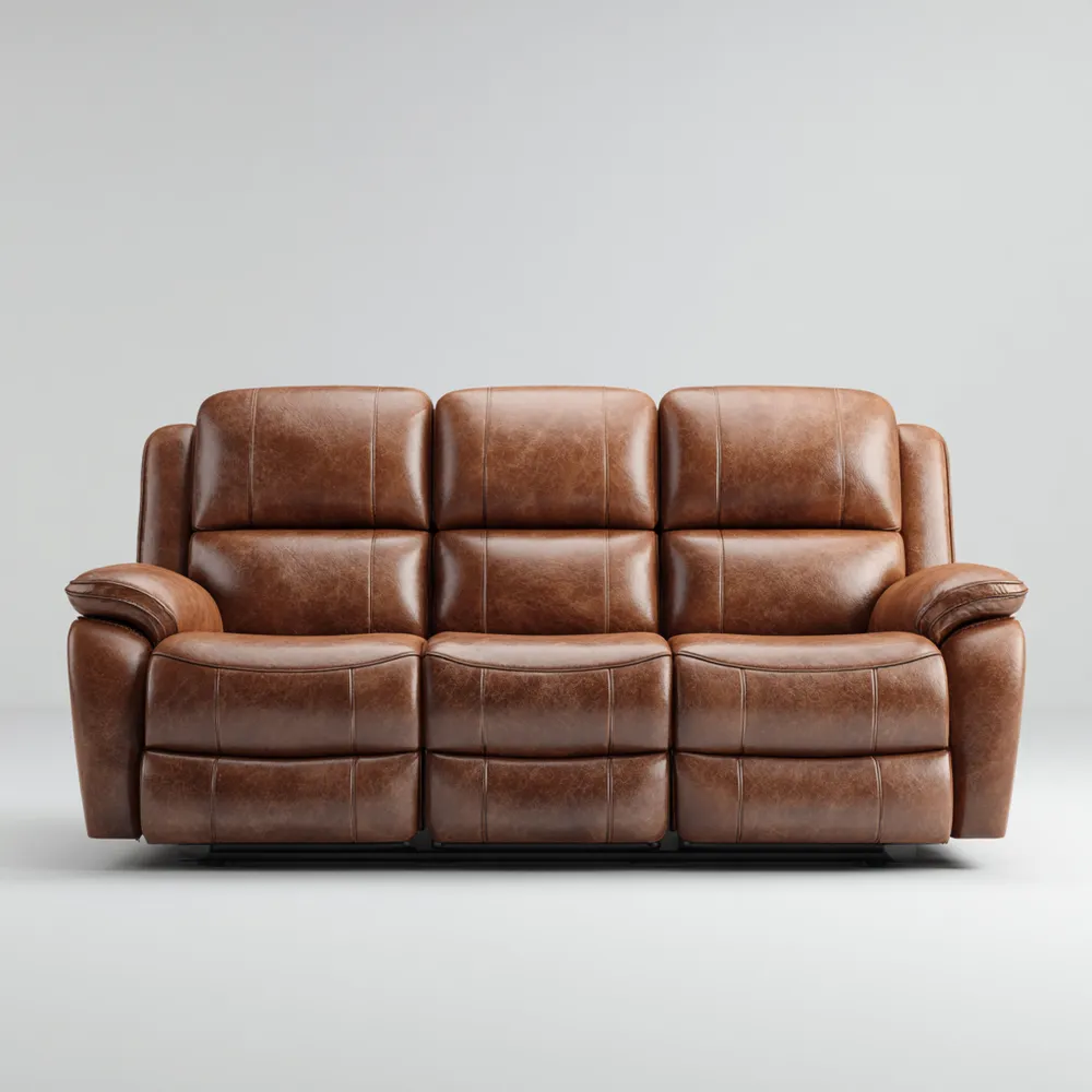 Canapé 3 places en Cuir 210x95x100 cm - Marron - Design Moderne