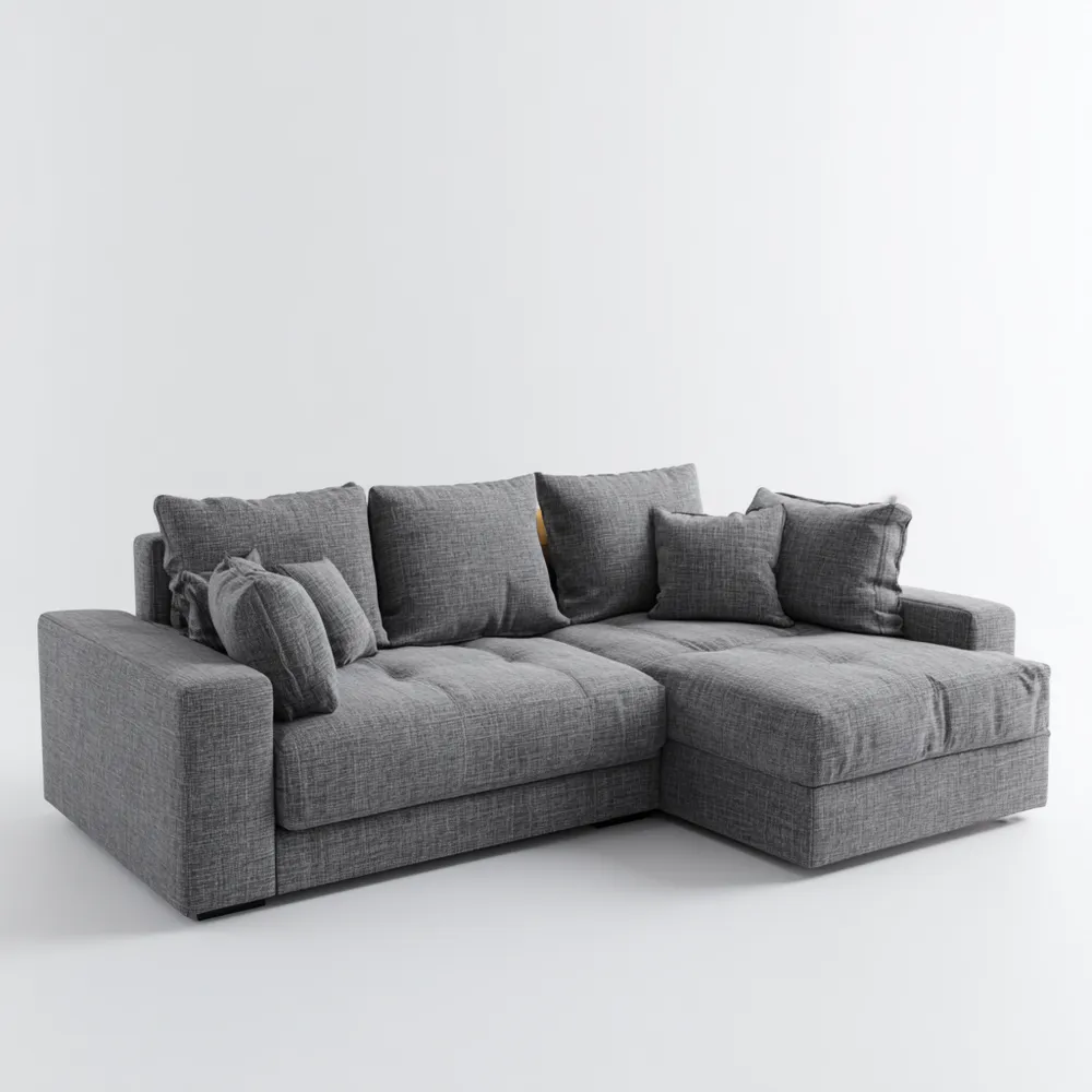 Canapé d'angle tissu 280x160x85 cm – Gris – Design contemporain