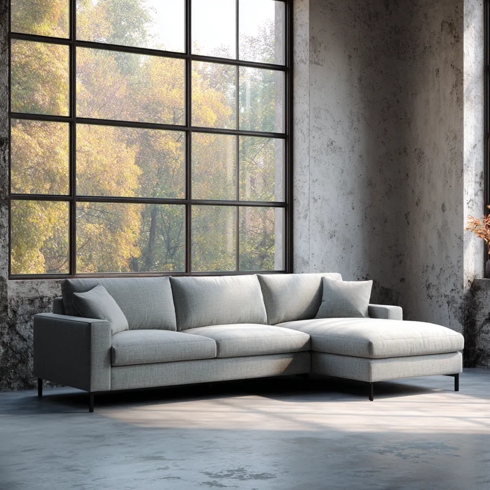 Canapé d'angle tissu 280x140x85 cm - Gris Clair - Design Moderne