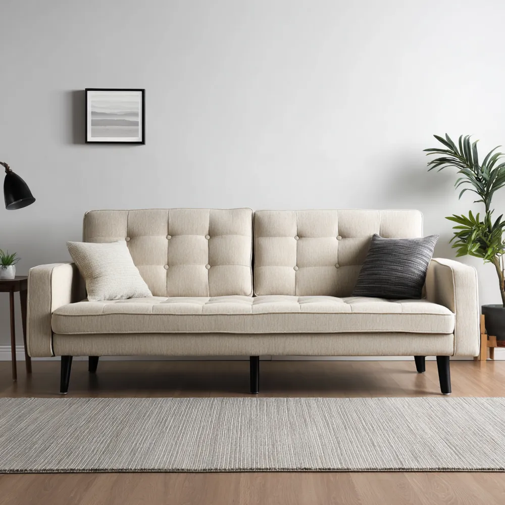 Canapé 2 places Tissu 210x85x75 cm - Beige - Design Contemporain