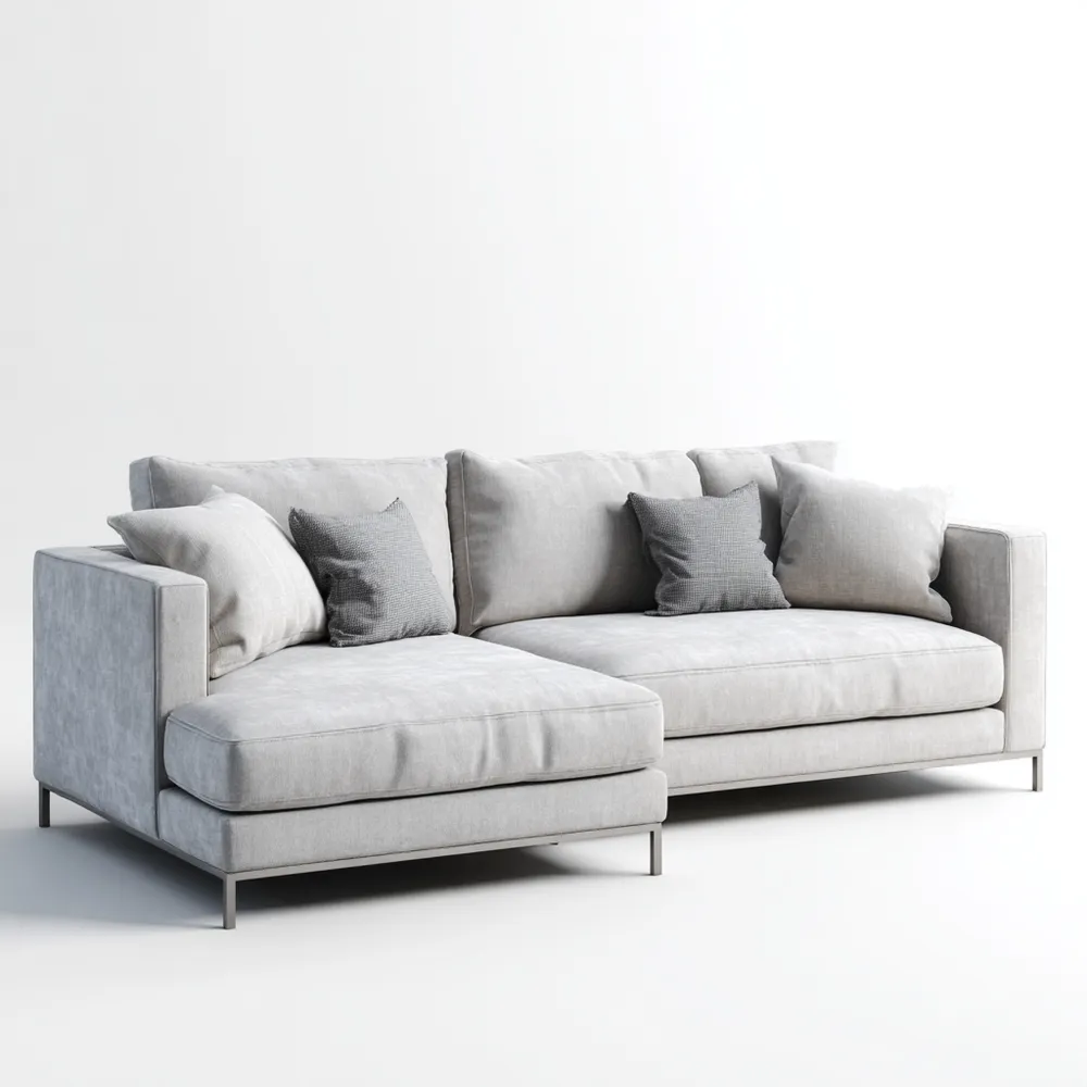 Canapé d'angle tissu 250x150x85 cm – Gris Clair – Design Moderne