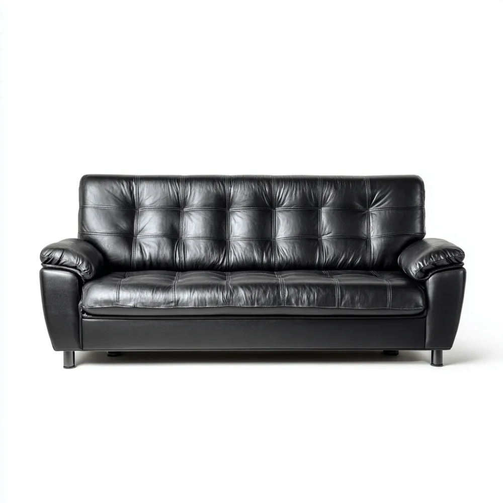 Canapé 2 places en cuir 190x85x78 cm - Noir - Design Élégant