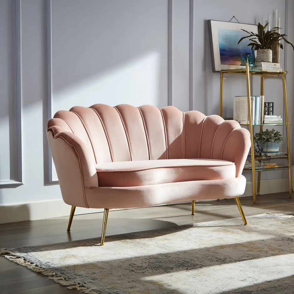 Canapé 2 places Velours 150x85x75 cm - Rose - Design Moderne