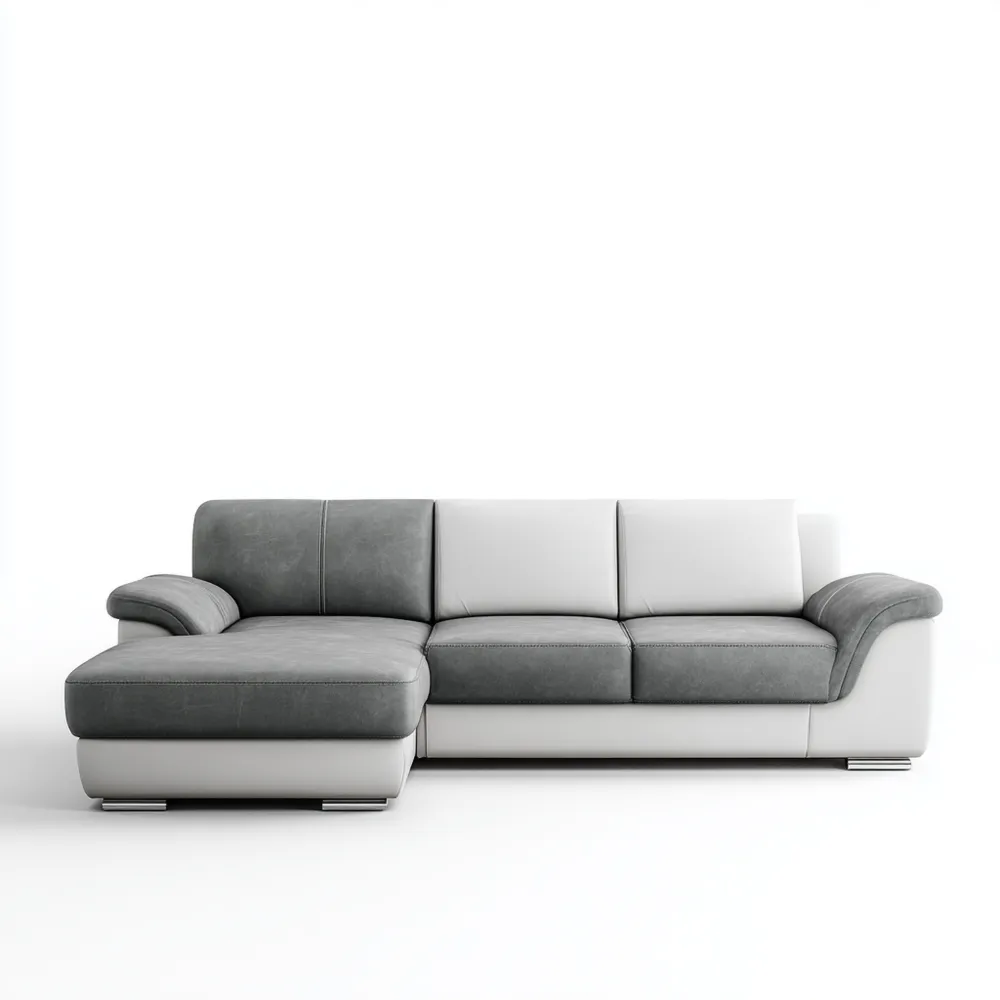 Canapé d'angle Tissu Synthétique 280x170x85 cm - Gris Clair/Gris - Design Moderne