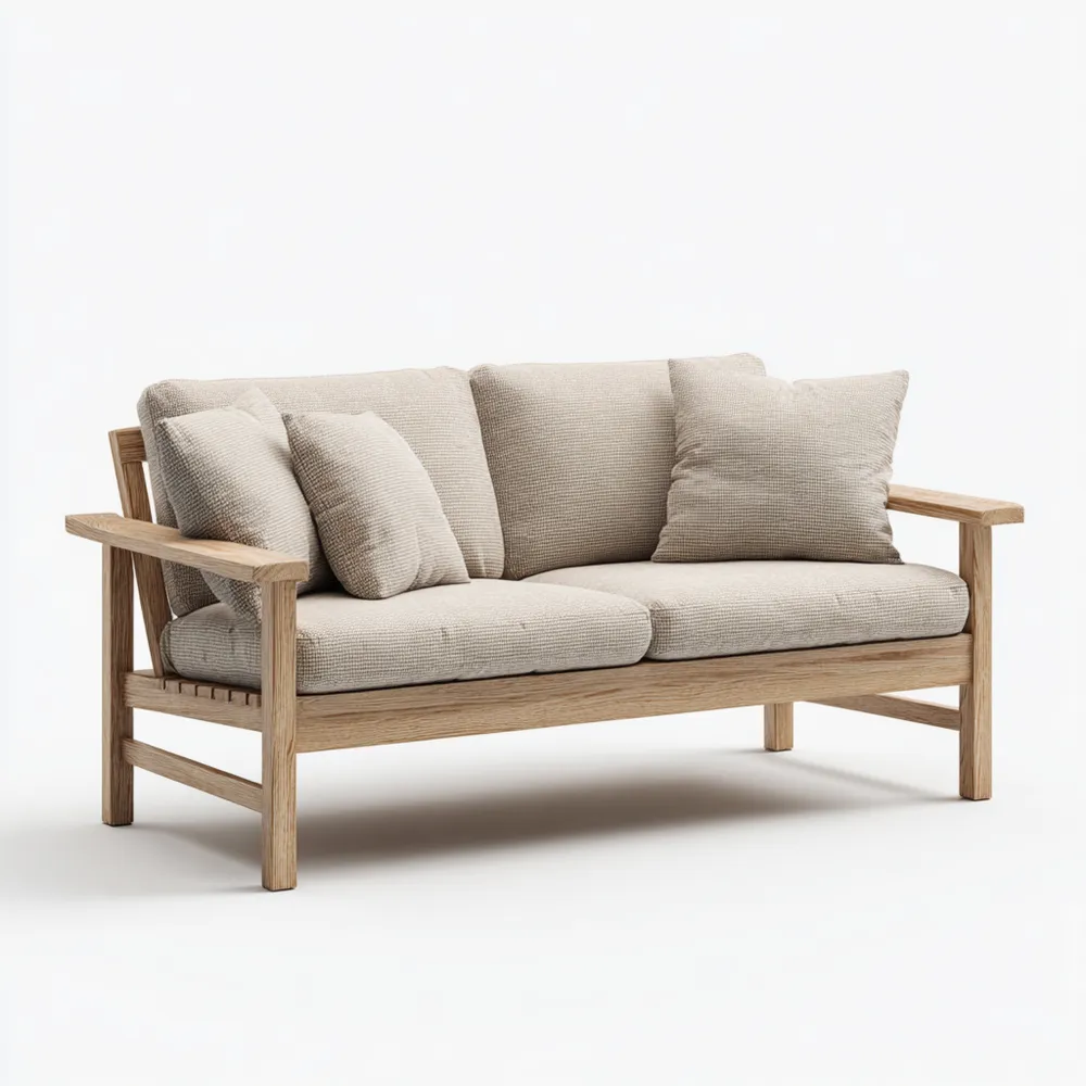 2-Sitzer-Sofa Stoffpolster 140x85x75 cm – Beige – Skandinavisches Design-Stoneivano