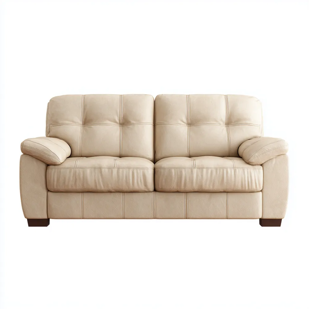 2-Sitzer-Sofa Leder 140x90x85 cm – Creme – Klassisches Design-Stoneivano