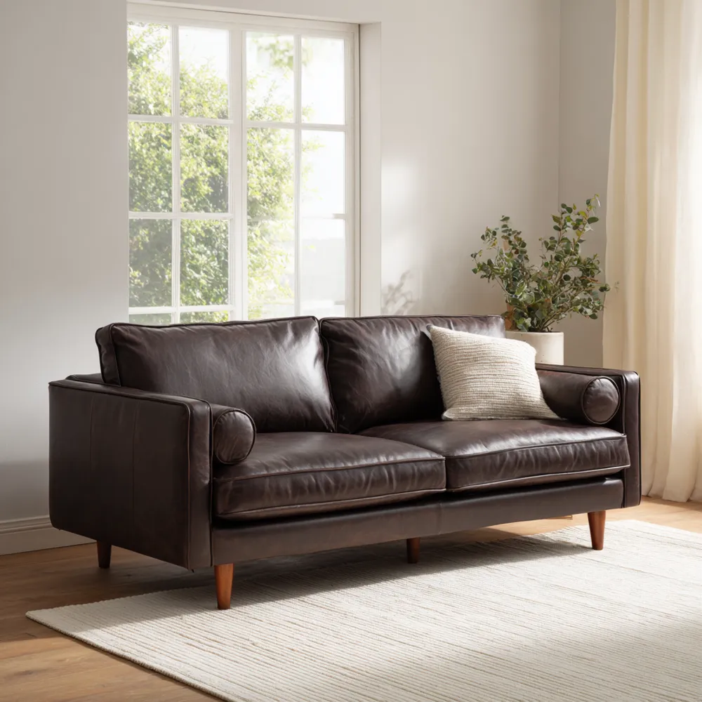 2-Sitzer-Sofa Ledersofa 150x85x75 cm – Dunkelbraun – Klassisches Design-Stoneivano