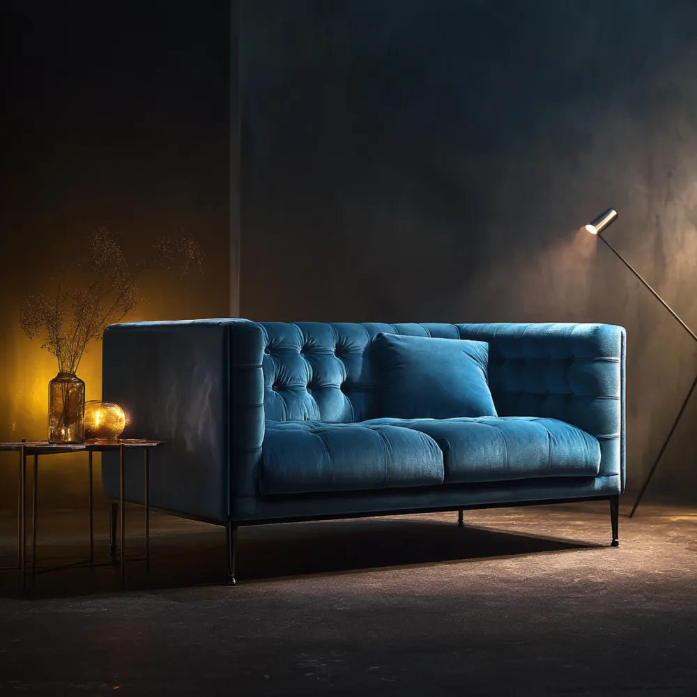 2-Sitzer-Sofa Samtpolster 150x85x75 cm – Blau – Modernes Design-Stoneivano