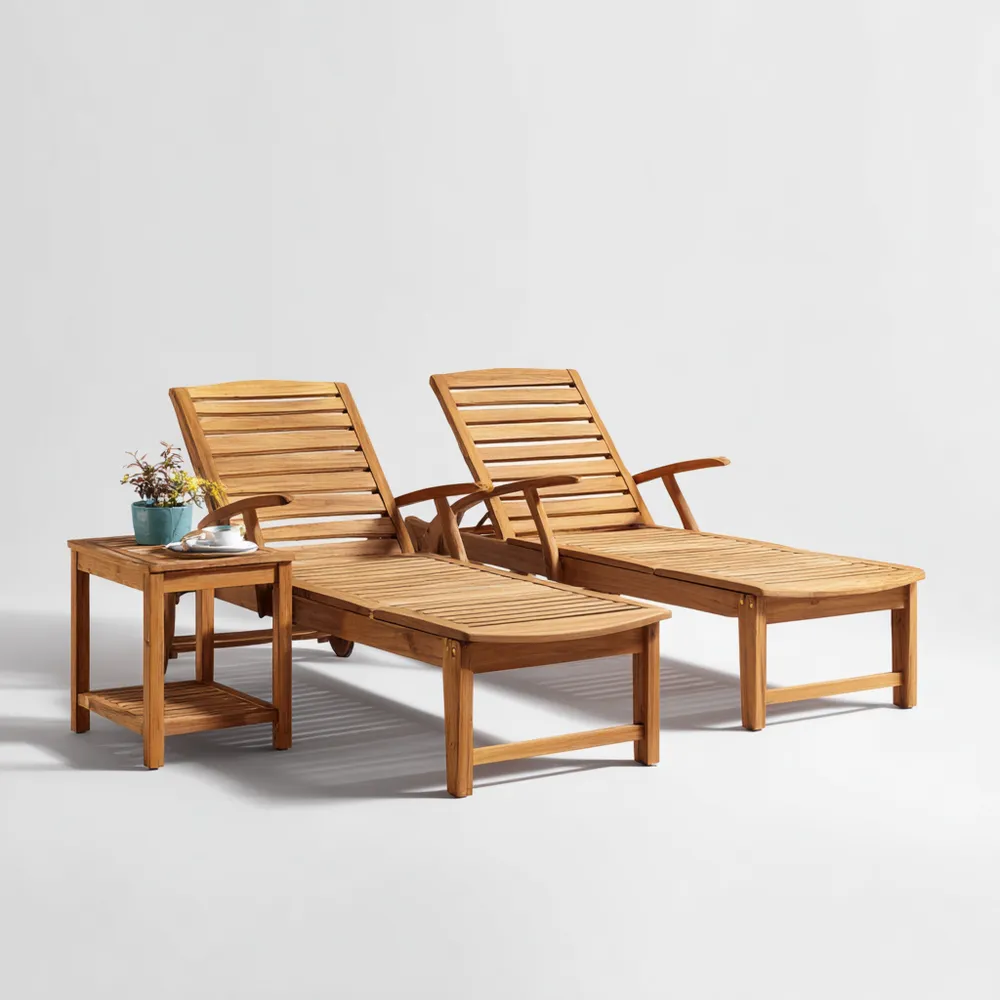 Gartenliege Set Holz 200x65 cm – Verstellbar – Klassisches Design-Easeivor