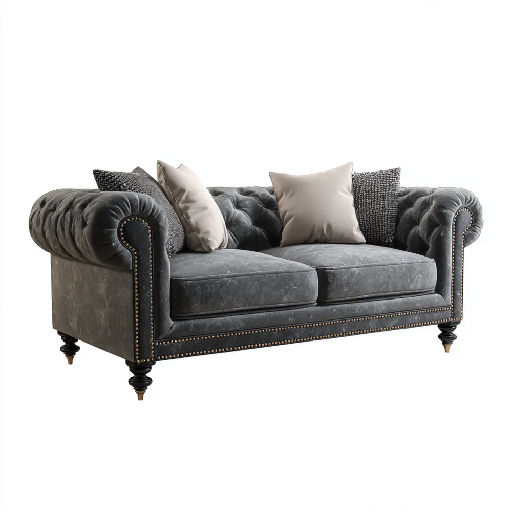 2-Sitzer Sofa Samt 190x90x80 cm – Dunkelgrau – Klassisches Design-Easeivor