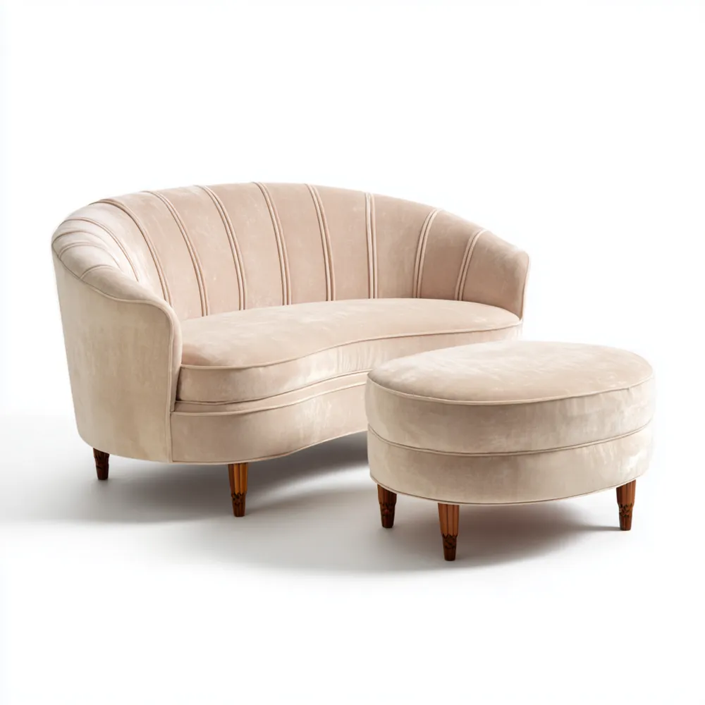 Sofa-Set Samtpolster 140x80x75 cm - Creme - Modernes Design-Easeivor