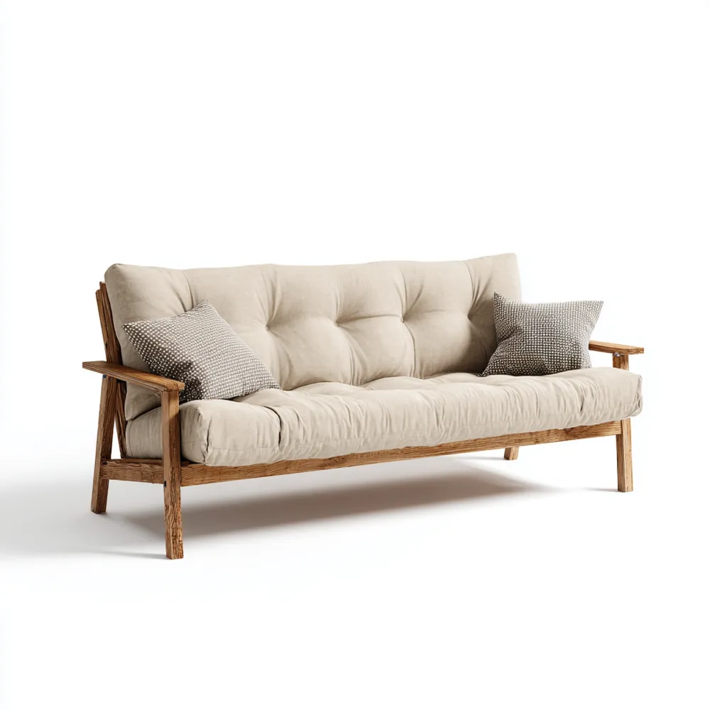 2-Sitzer-Sofa 180x75x80 cm Holzrahmen Leinenpolster Beige – Modernes Design-Relaxanero