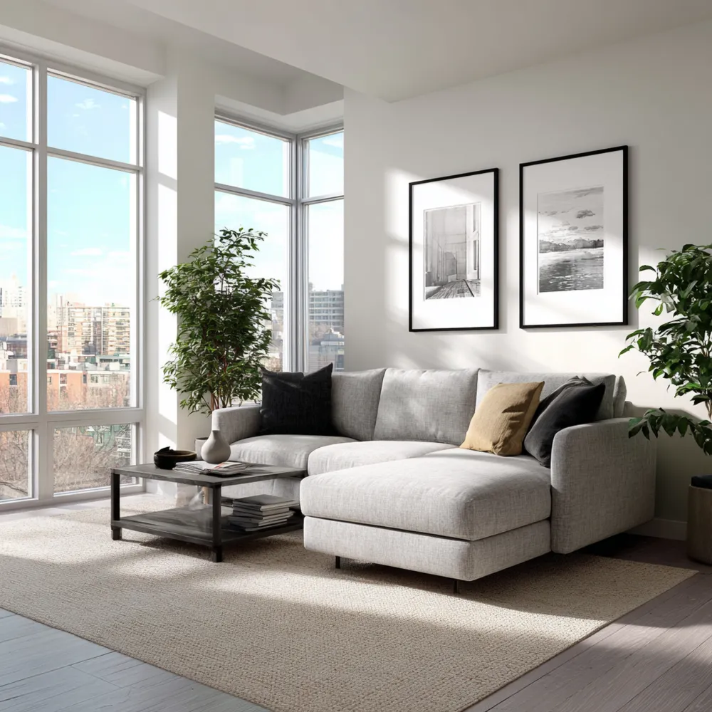 Ecksofa-Set Stoffpolsterung 250x150x80 cm – Hellgrau – Moderner Stil-Relaxanero