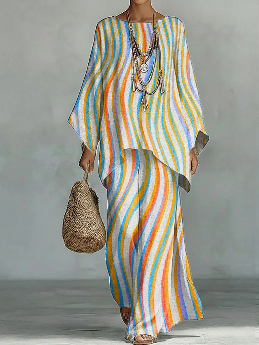 Women's Vintage Art Comfortable Loose Cotton Linen Wide-leg Pants Two-piece Set