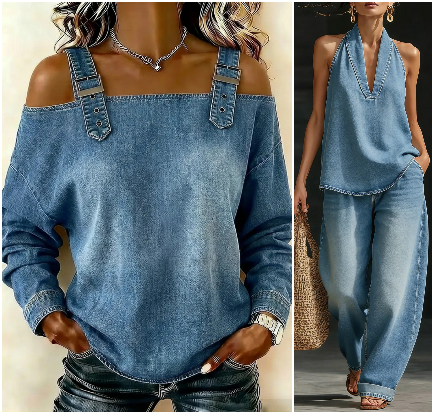 Cozy Minimalist Two-piece Denim Set