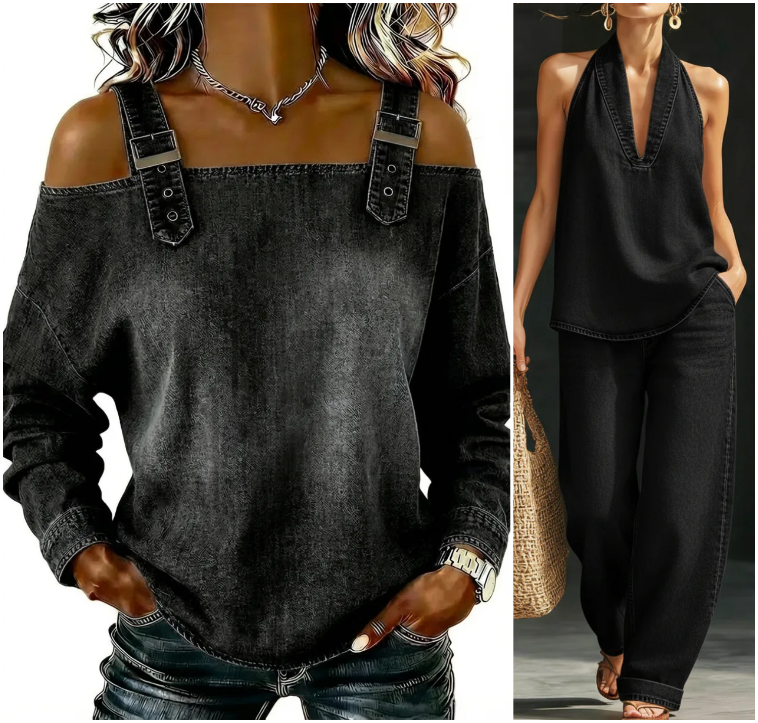 Cozy Minimalist Two-piece Denim Set