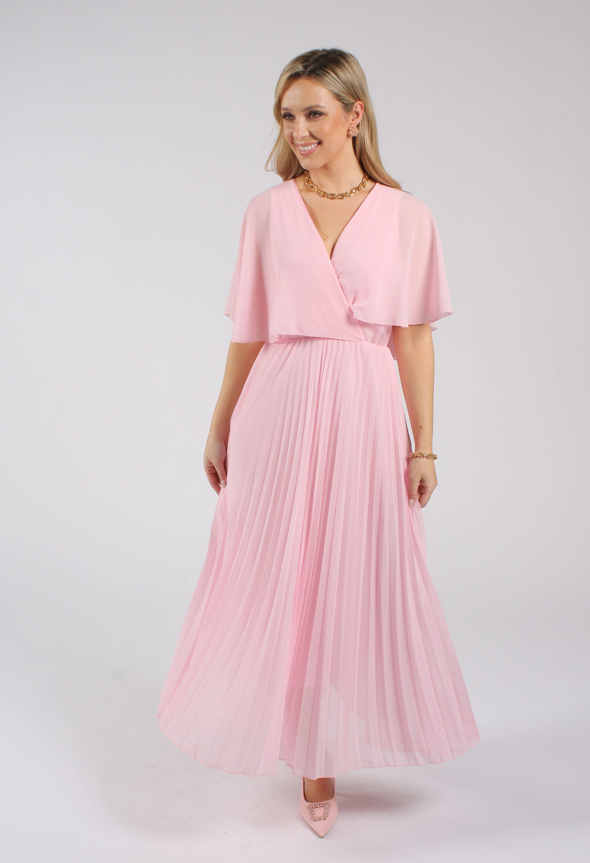 Emporium Olivia Plisse Pleated Wrap Midi Dress