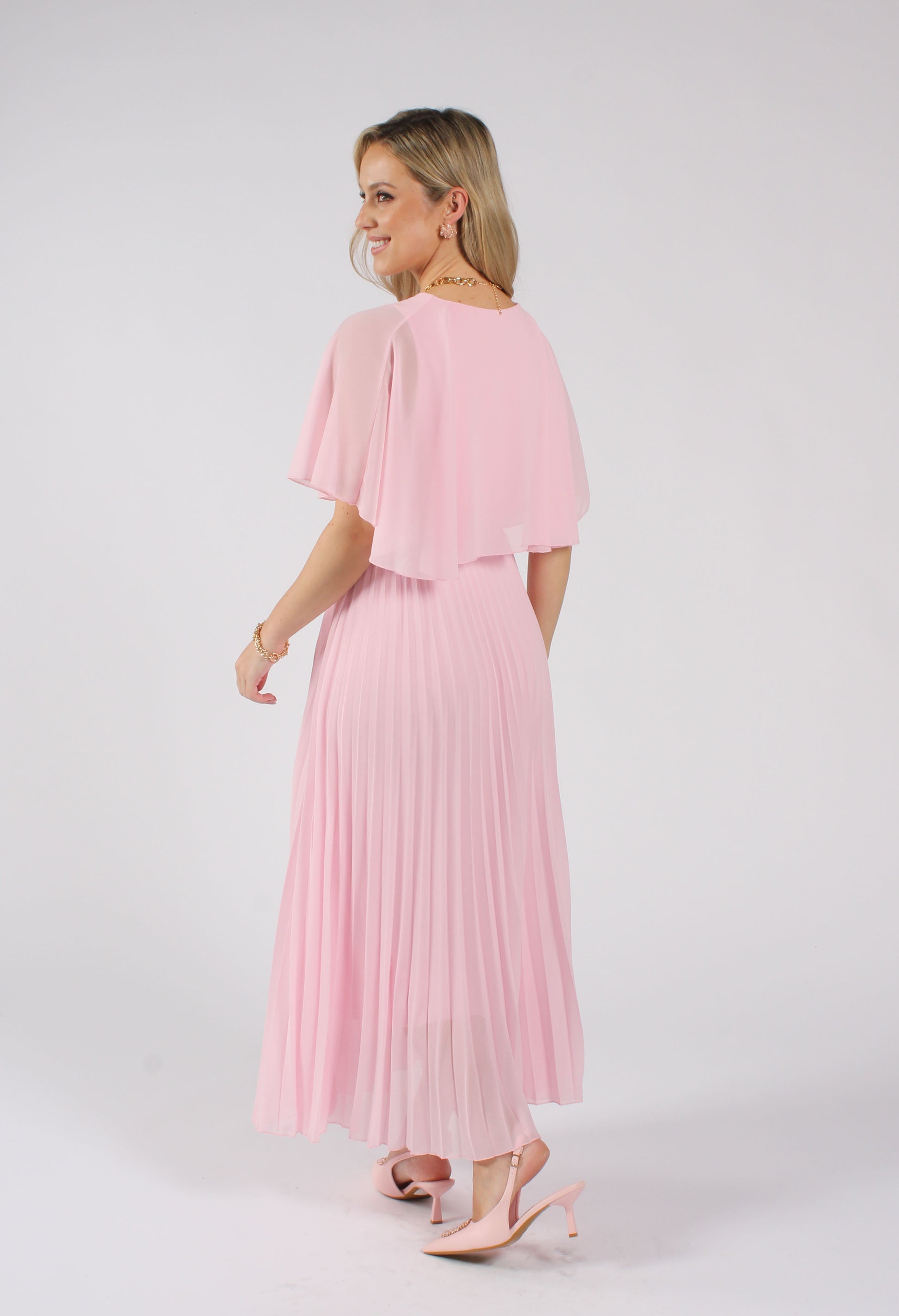 Emporium Olivia Plisse Pleated Wrap Midi Dress