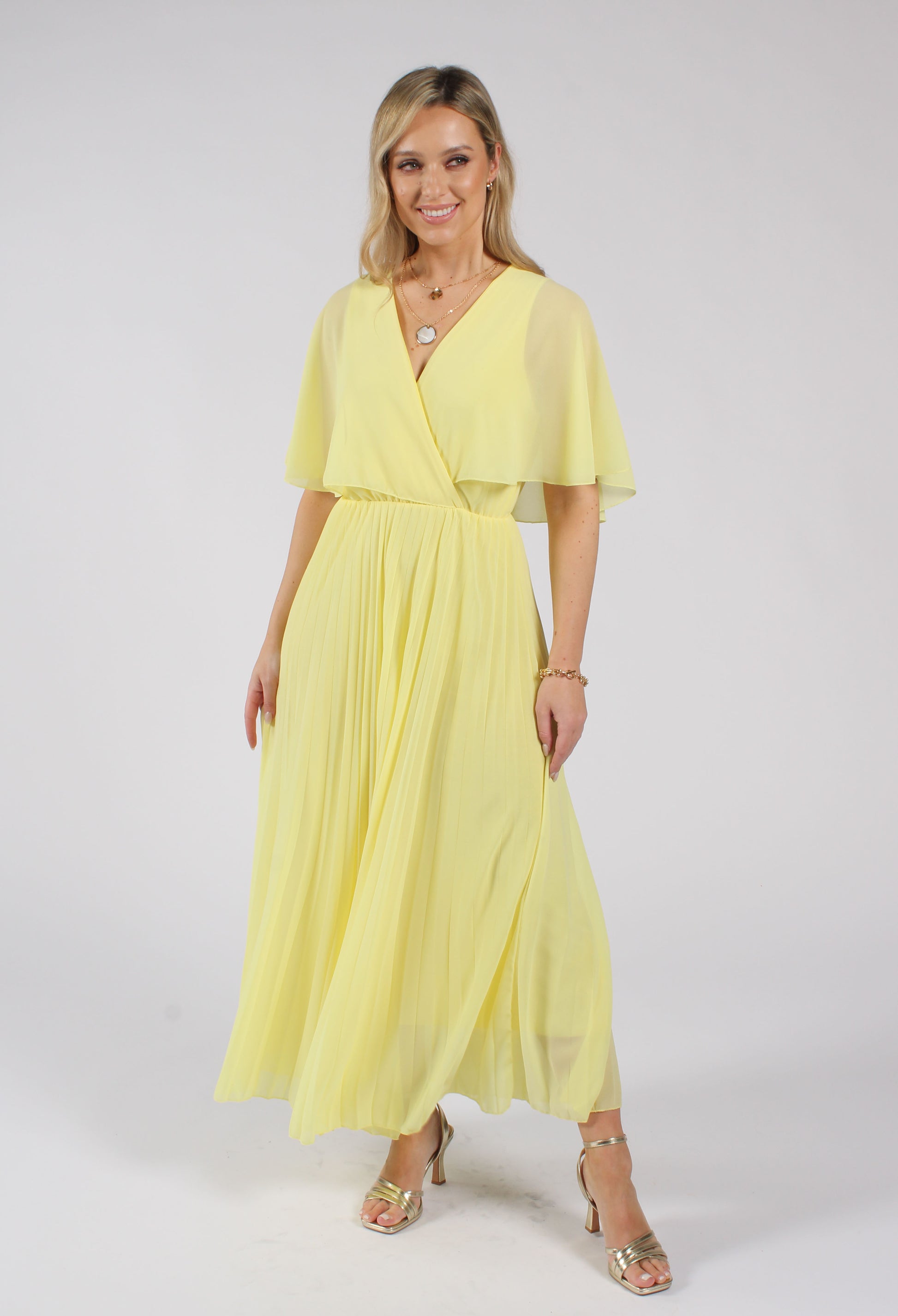 Emporium Olivia Plisse Pleated Wrap Midi Dress