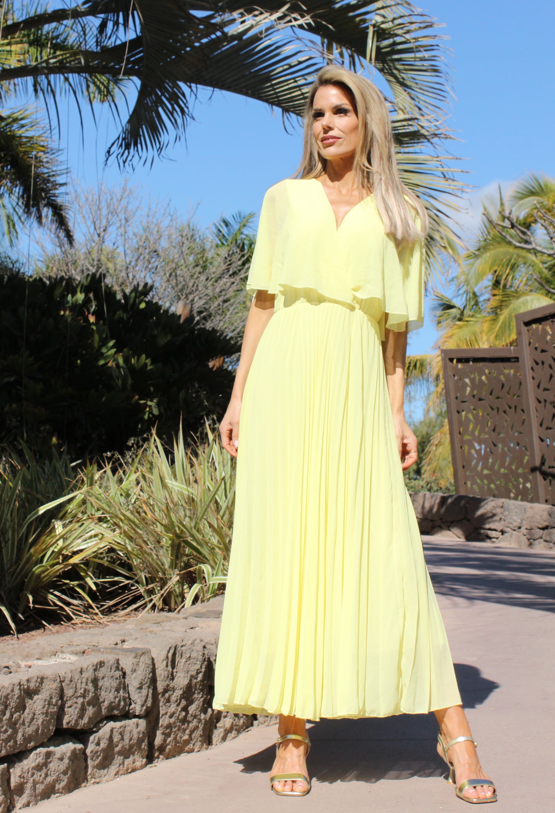 Emporium Olivia Plisse Pleated Wrap Midi Dress
