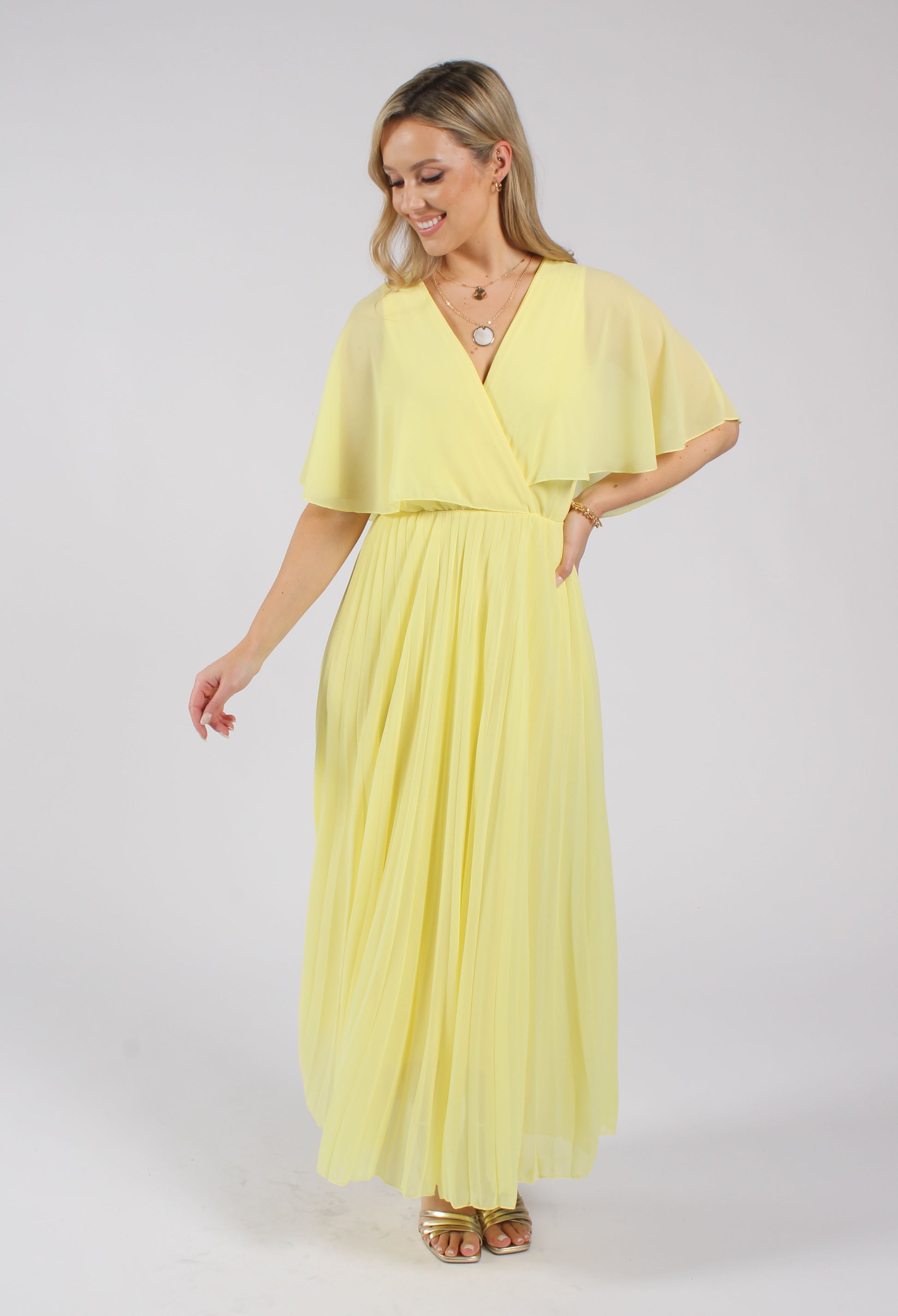 Emporium Olivia Plisse Pleated Wrap Midi Dress