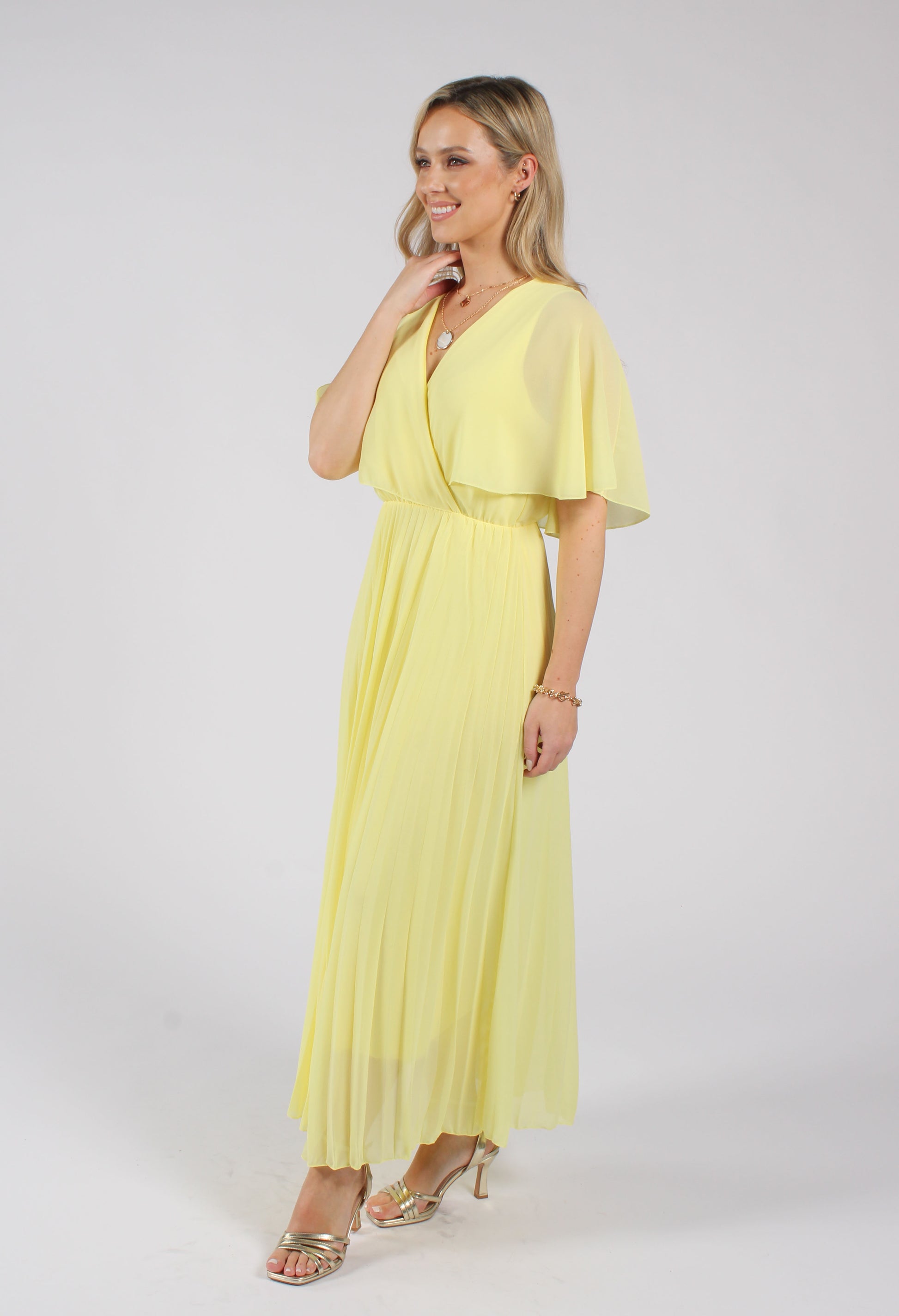 Emporium Olivia Plisse Pleated Wrap Midi Dress