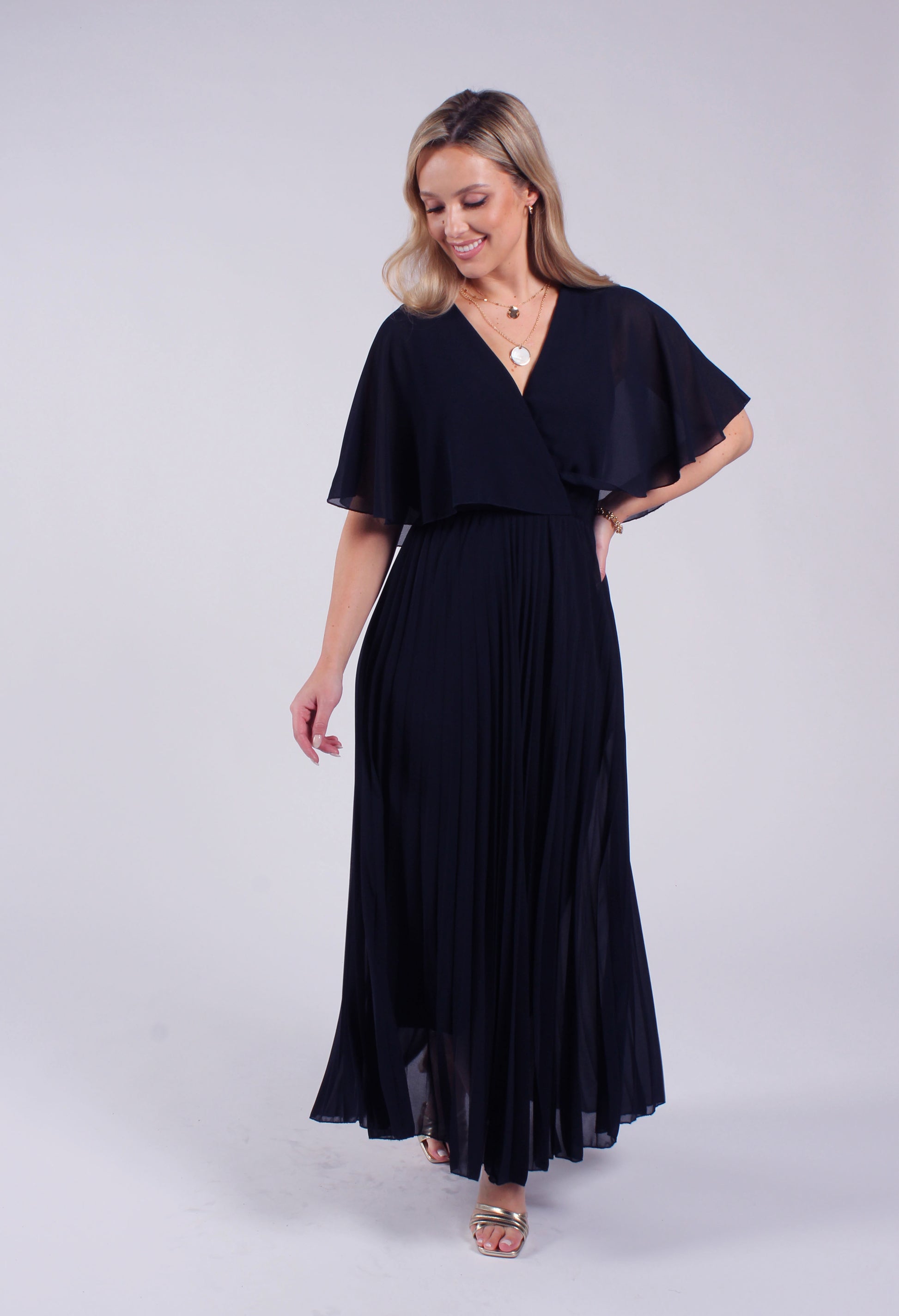 Emporium Olivia Plisse Pleated Wrap Midi Dress