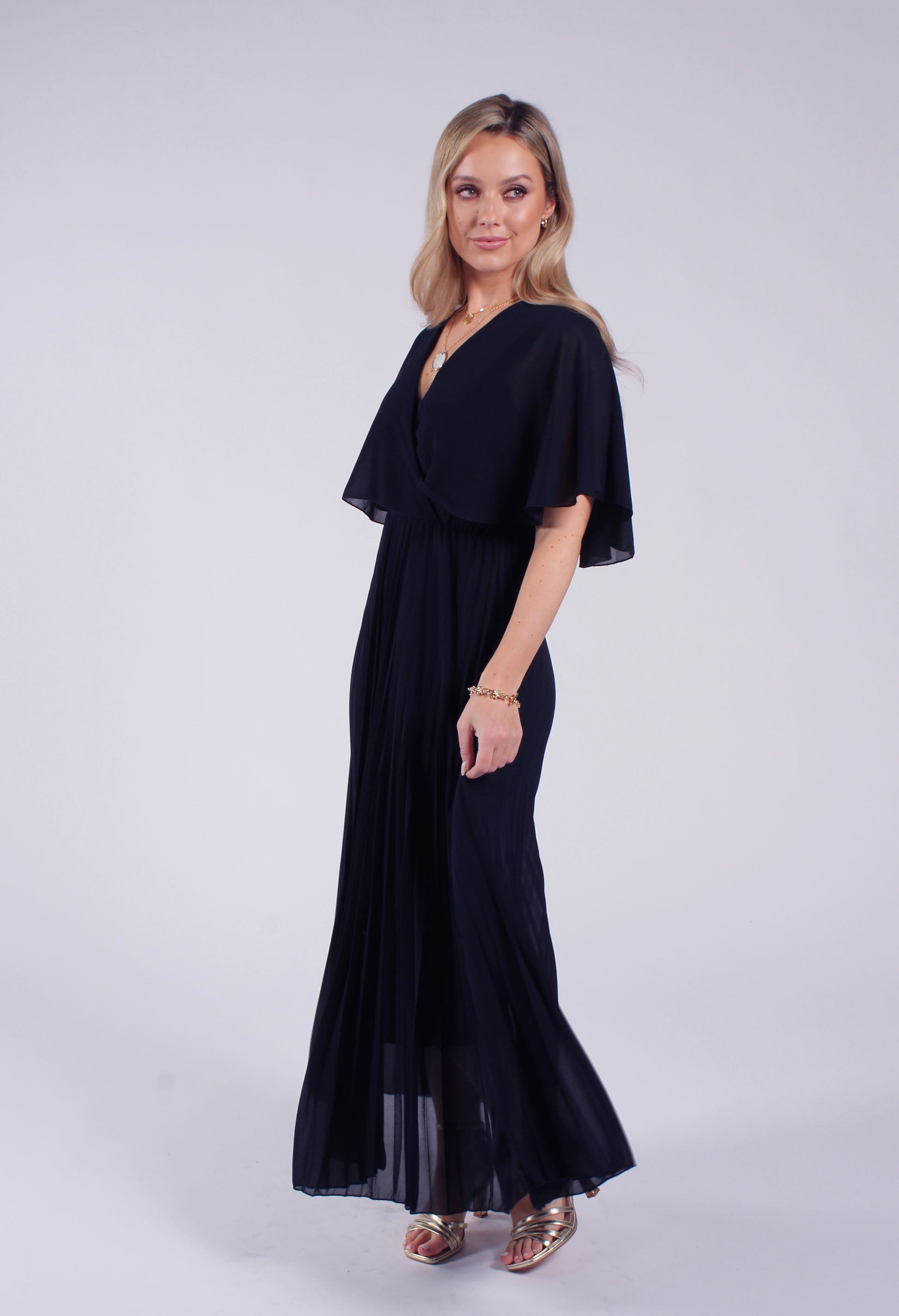 Emporium Olivia Plisse Pleated Wrap Midi Dress