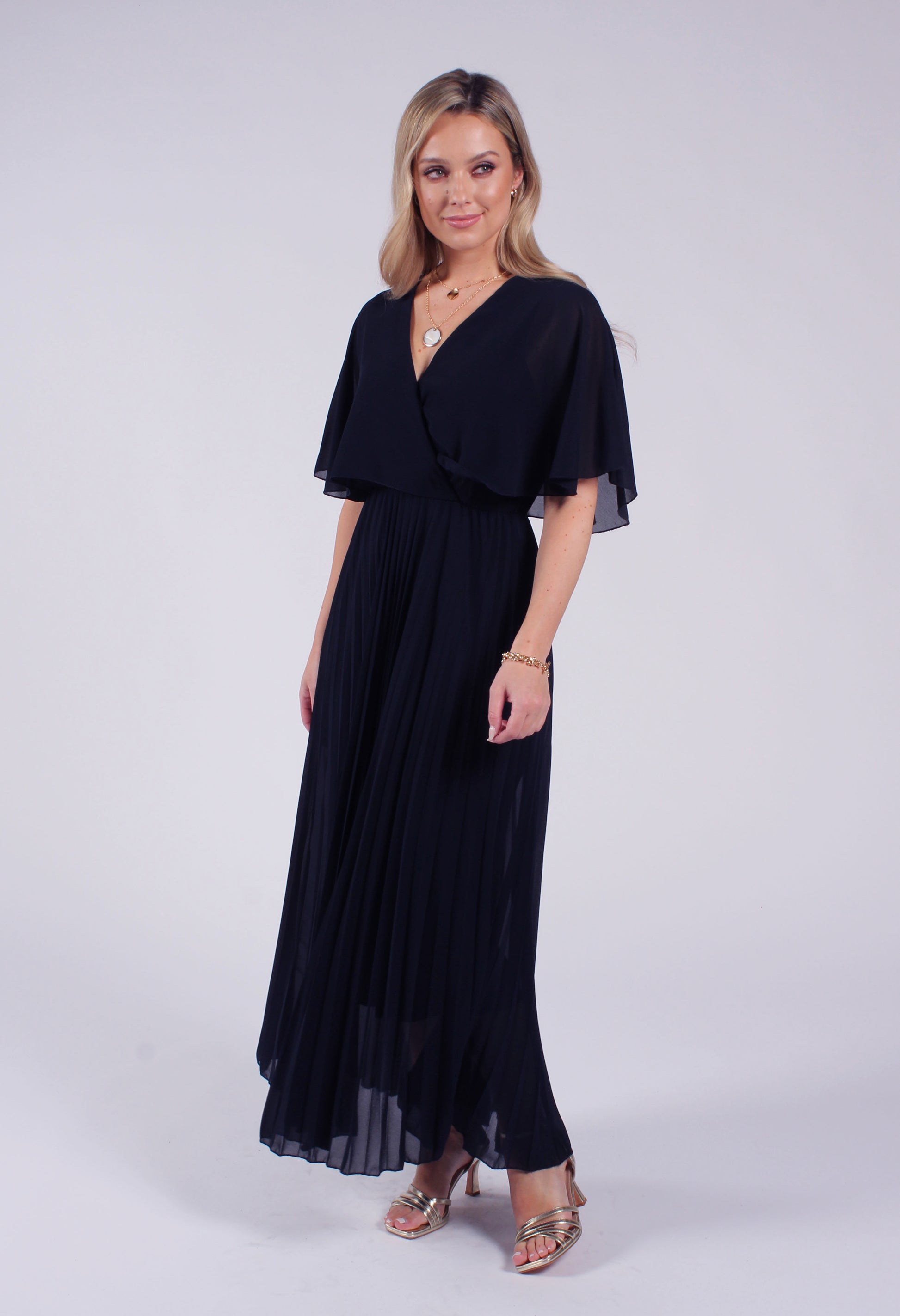 Emporium Olivia Plisse Pleated Wrap Midi Dress