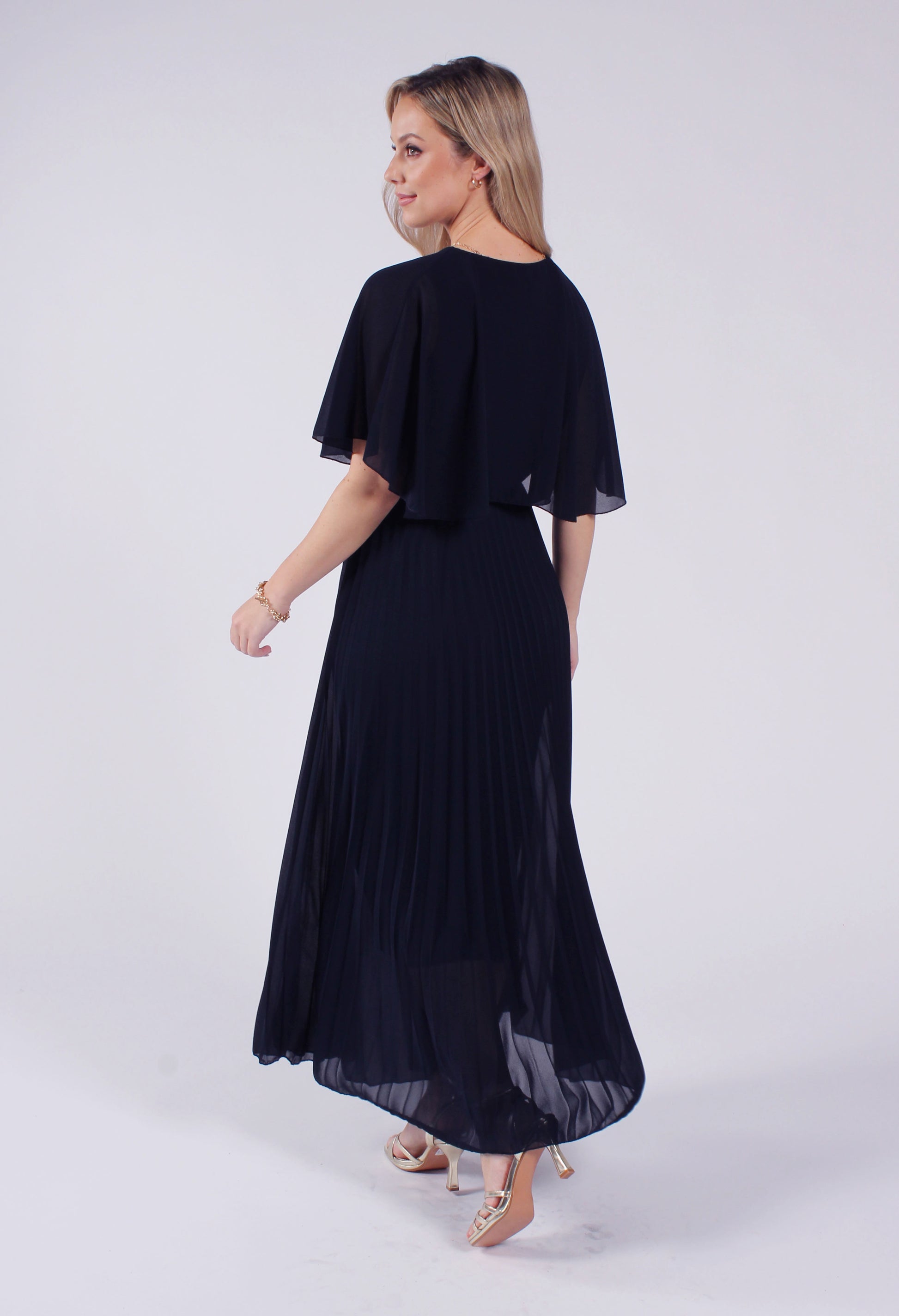 Emporium Olivia Plisse Pleated Wrap Midi Dress