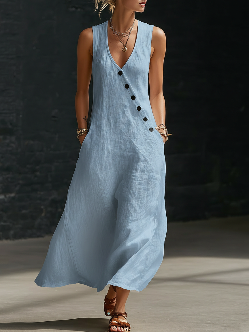 Button-Up Maxi Dress — Comfortable Minimalist Everyday Wear
