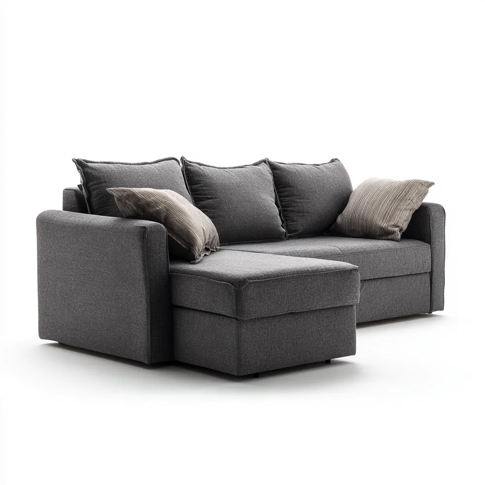 Canapé d'angle tissu 200x140x85 cm – Gris – Design contemporain