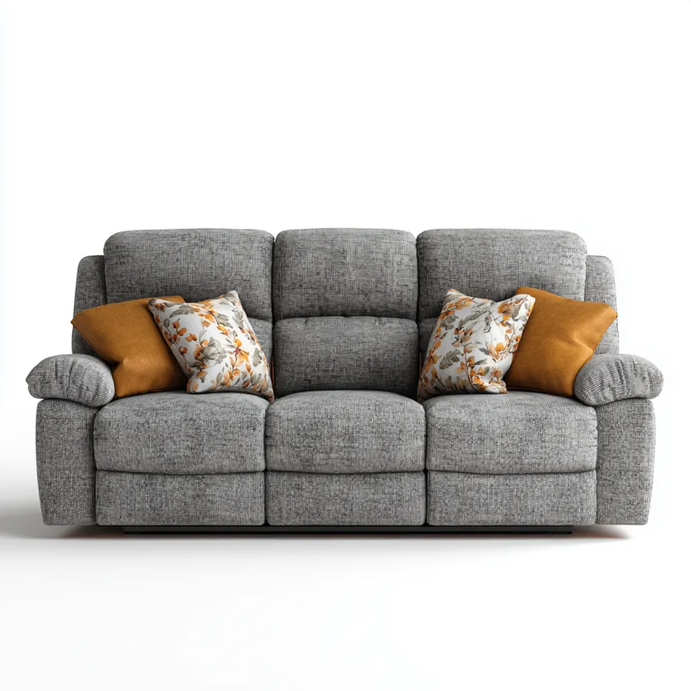 Canapé 3 places 200x85x100 cm Tissu Gris – Design Contemporain