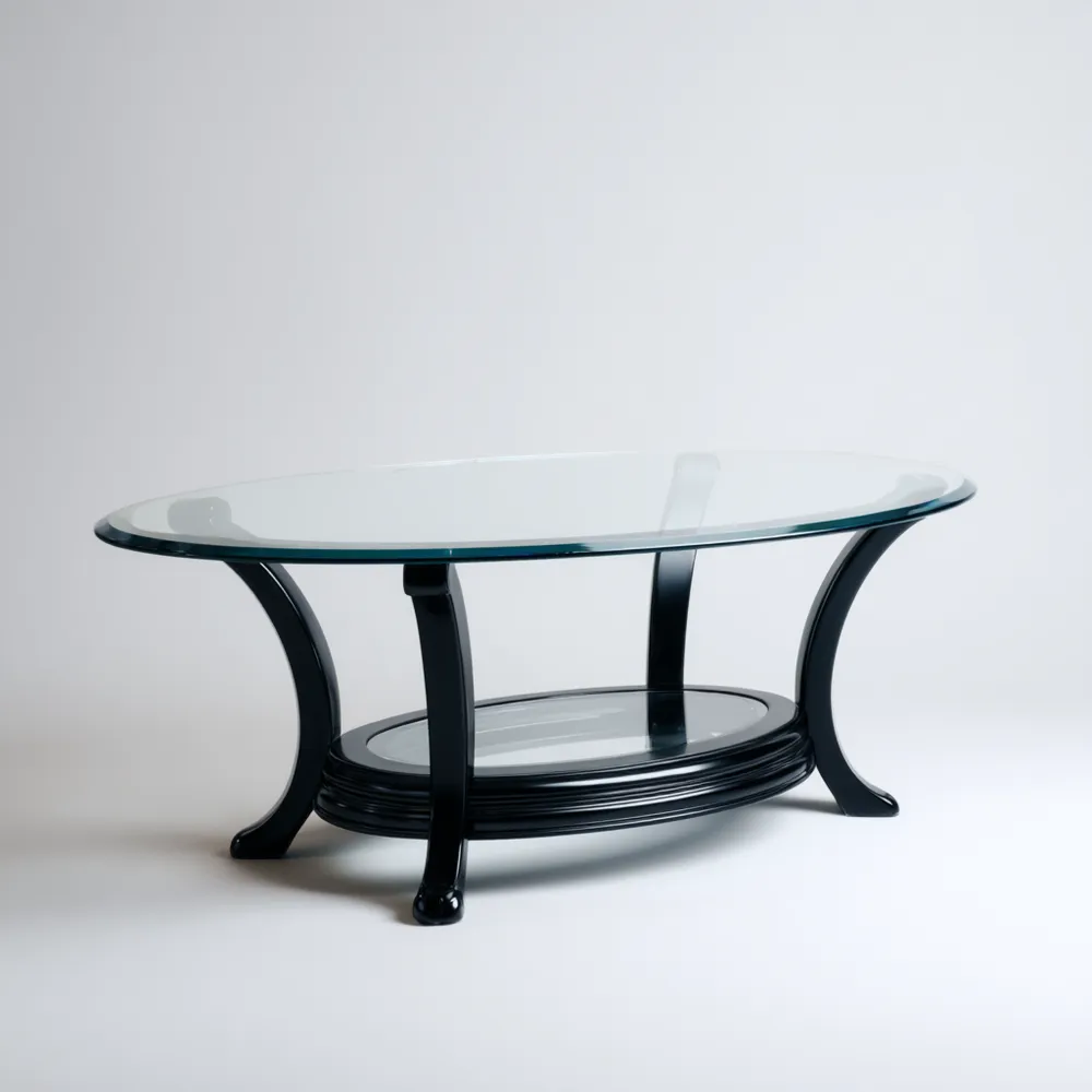 Table basse en verre ovale 120x60x45 cm – Transparent – Design contemporain