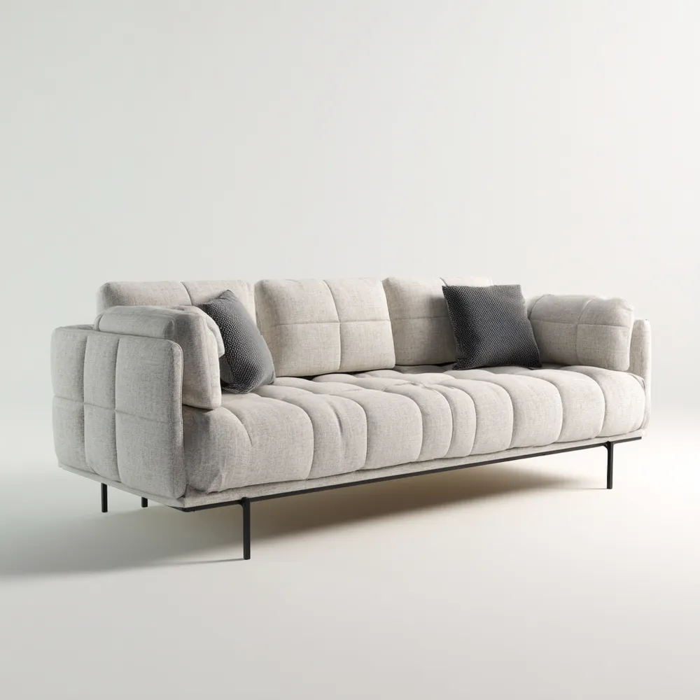 Canapé 3 places Tissu 240x95x85 cm - Beige - Design Contemporain