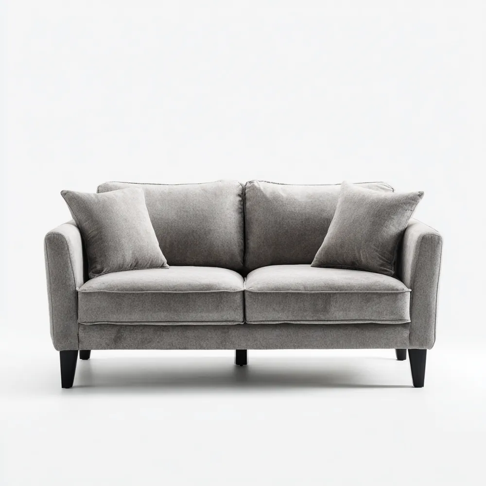 Canapé 2 places Tissu 150x85x90 cm - Gris - Design Contemporain