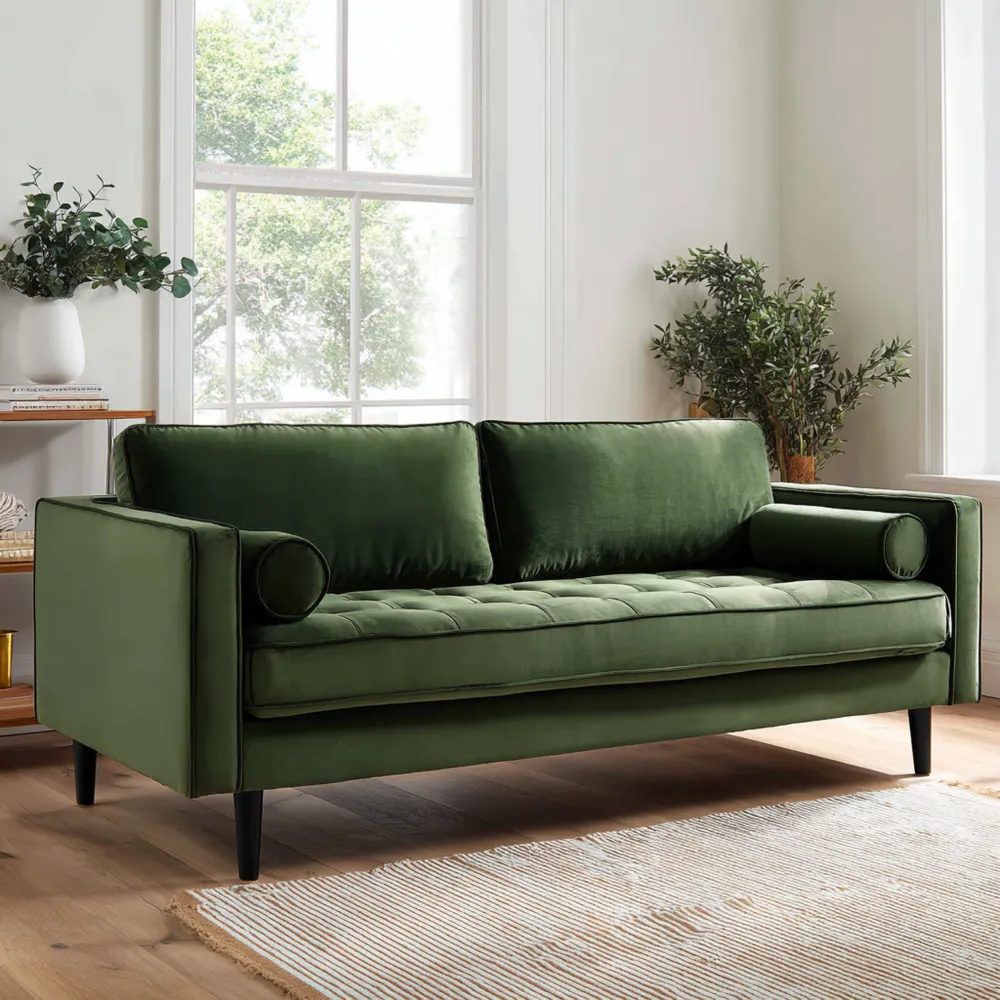 Canapé 2 places Velours Vert 150x85x75 cm – Design Moderne