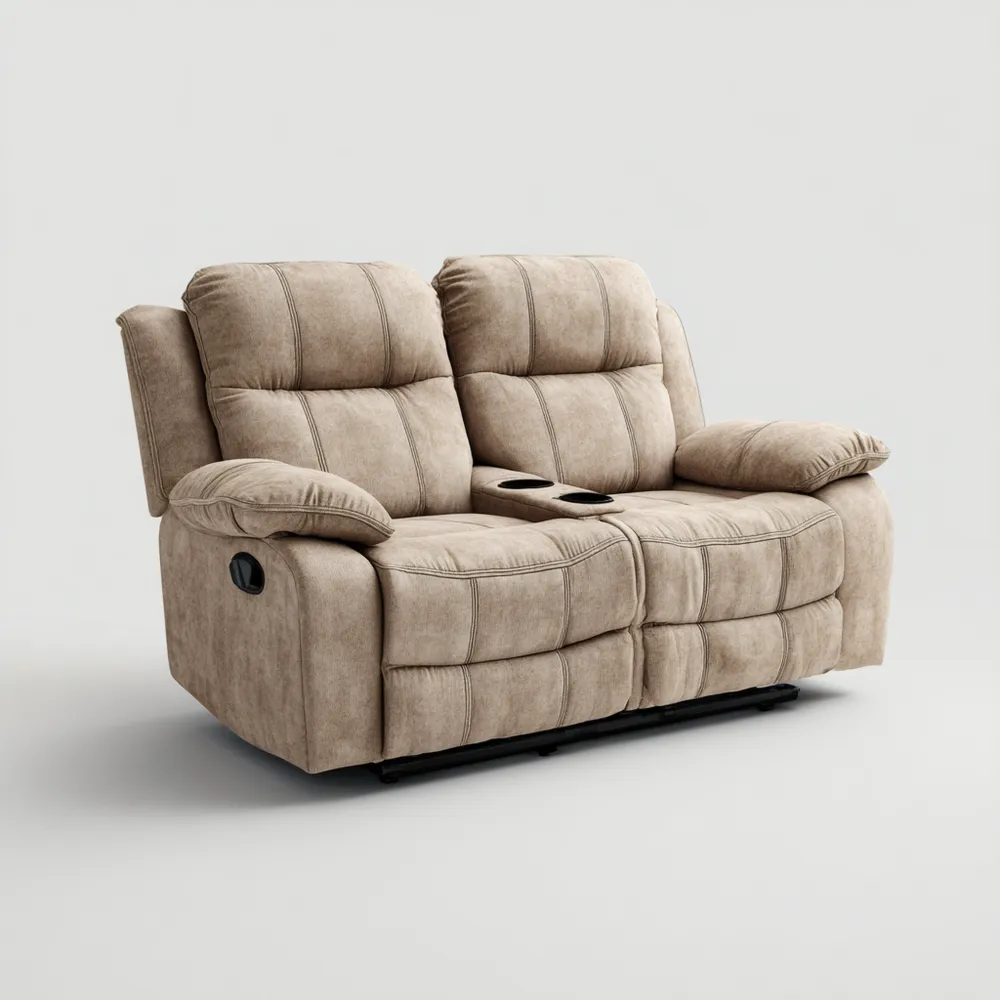 Canapé 2 places inclinable Tissu 150x90x100 cm - Beige - Design Moderne